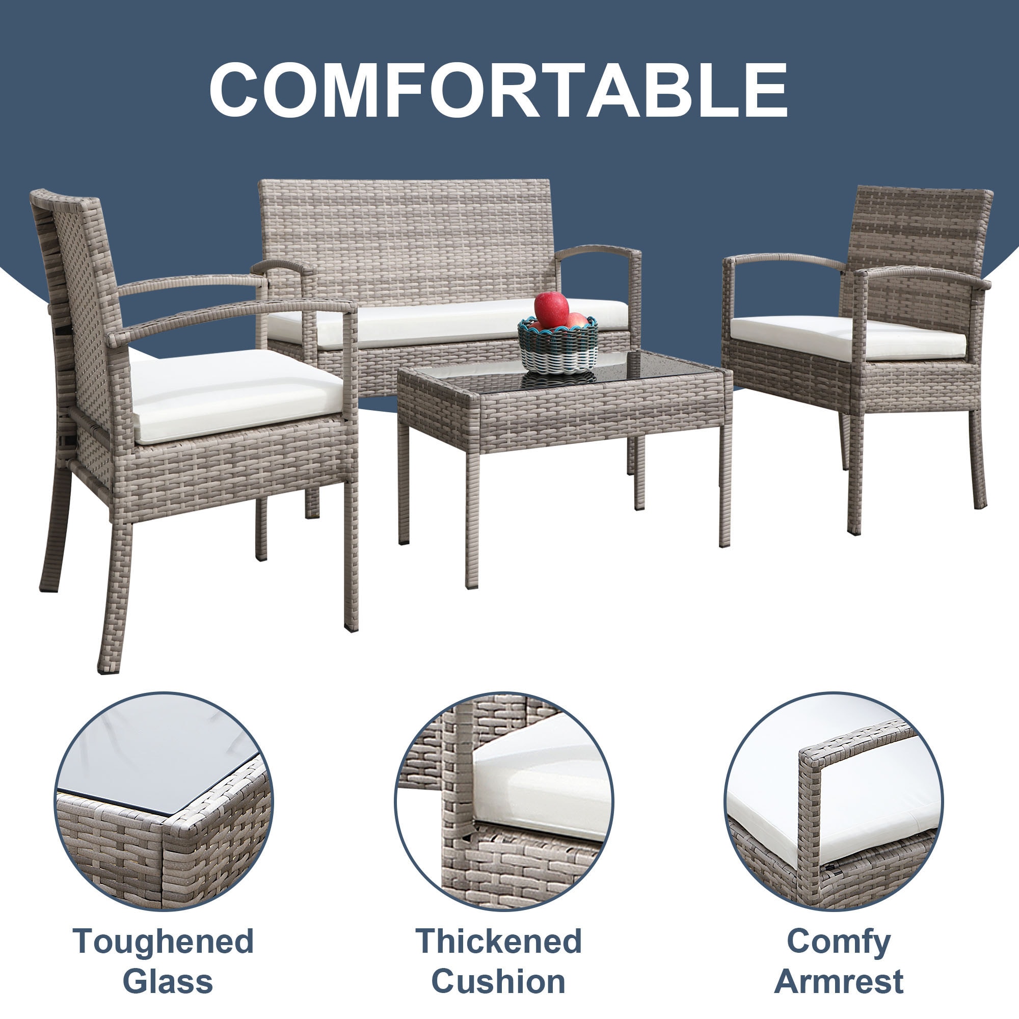 Clihome TM-1971WF04-4 Patio-Conversation-Sets - View #8