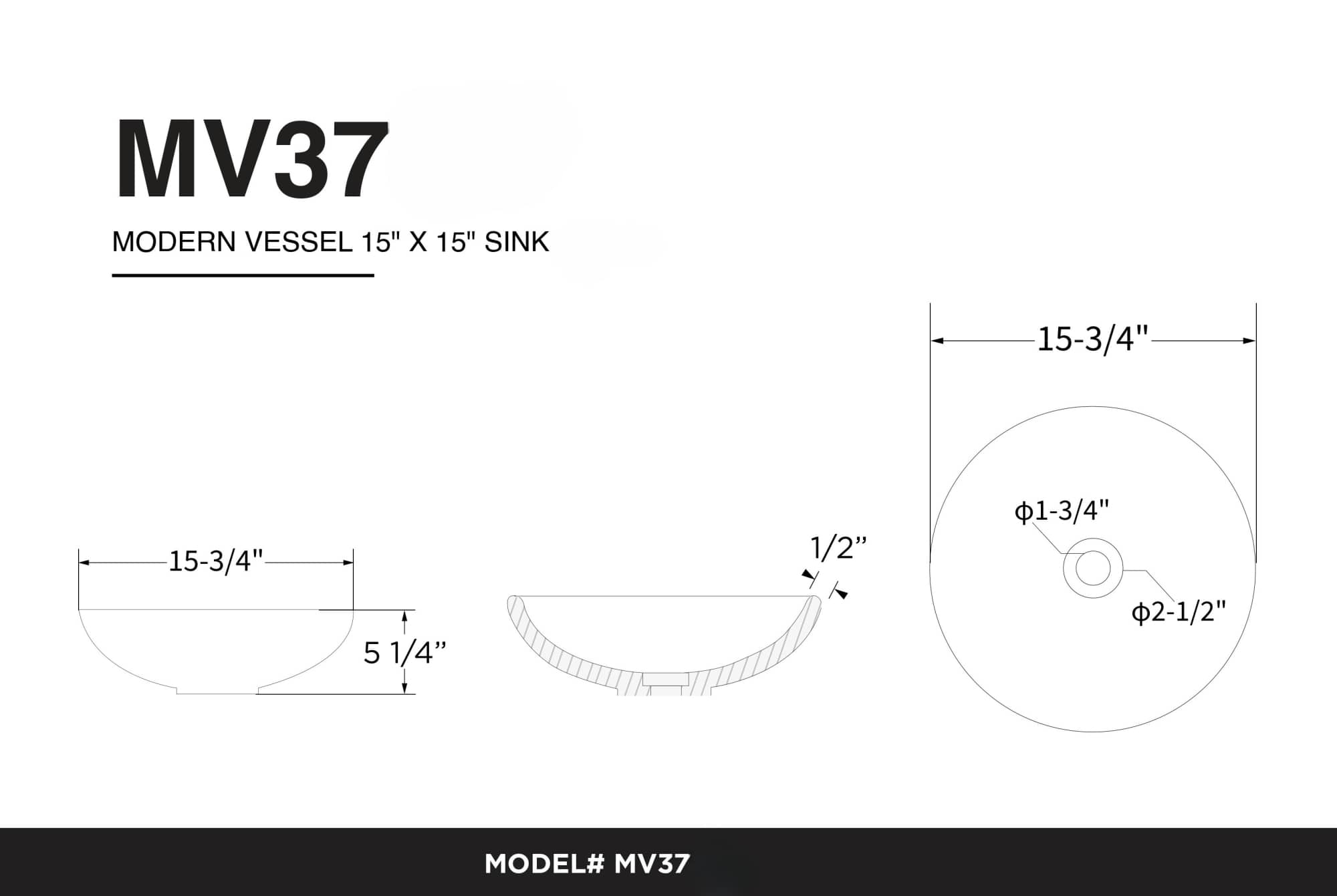 Fine Fixtures MV37MB Bath-Sink - View #4