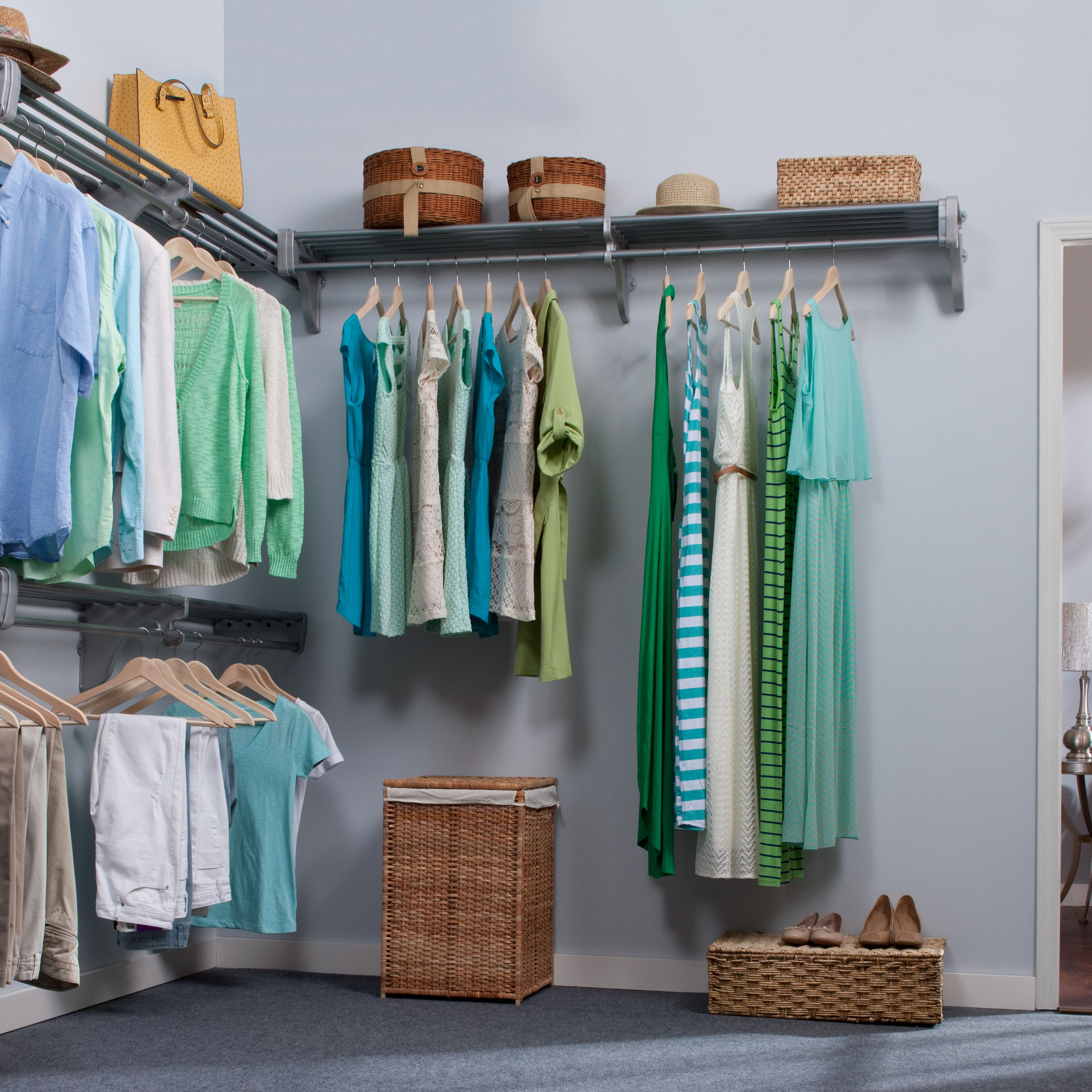 Expandable Linen Closet Organizer Kit, White - 4 Shelves