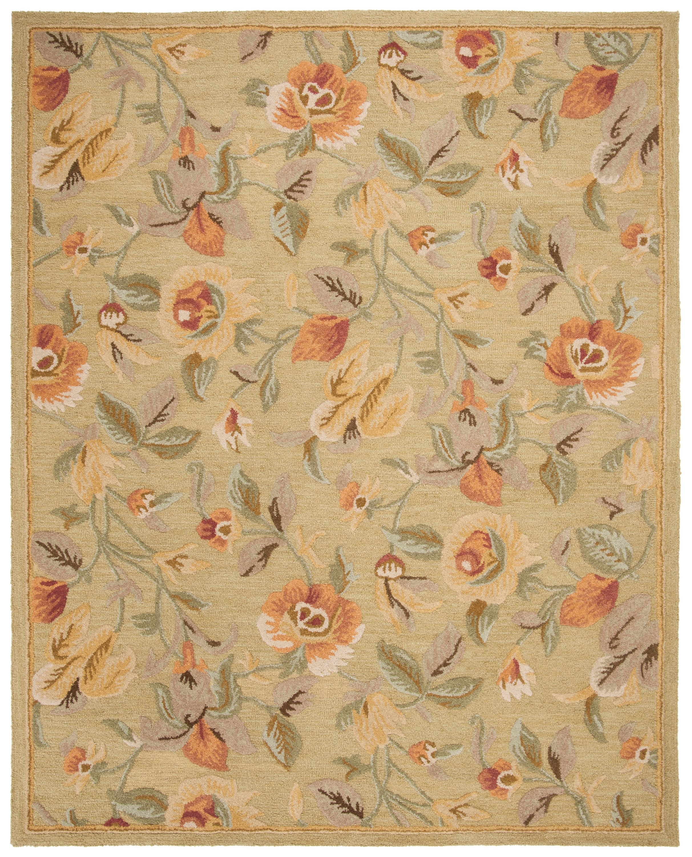 Handmade Floral Garden Wool & Cotton 8' x 10' Area Rug