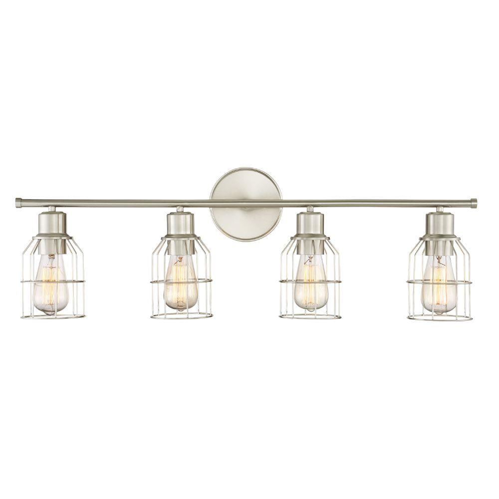 32-in 4-Light Brushed Nickel Industrial Vanity Light Bar at Lowes.com