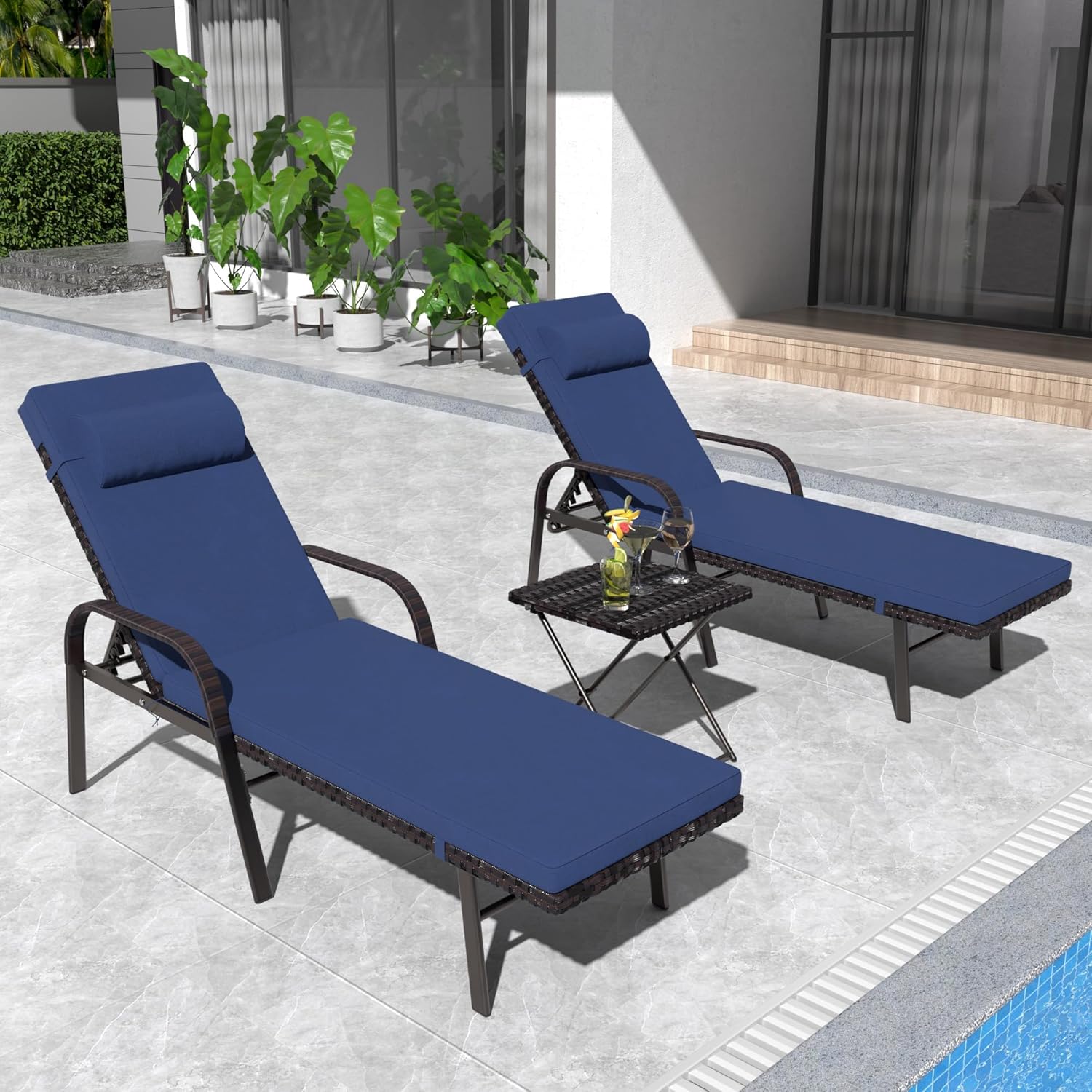 ALAULM LS-ARMTC-NAVY Casual Navyblue Polyester/Polyester blend Chaise Lounge