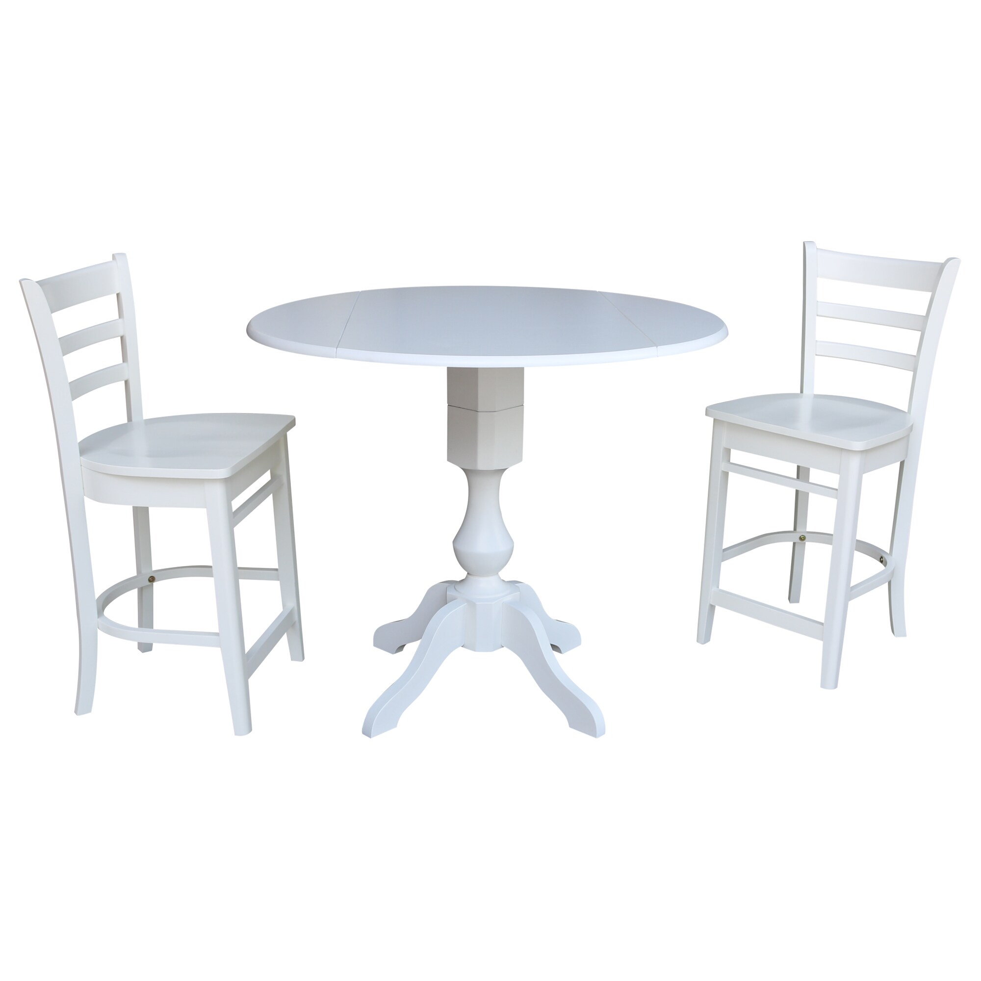 International Concepts K08-42DP-11P-S6172-2 White Casual Dining Room Set with Round Table (Seats 4)