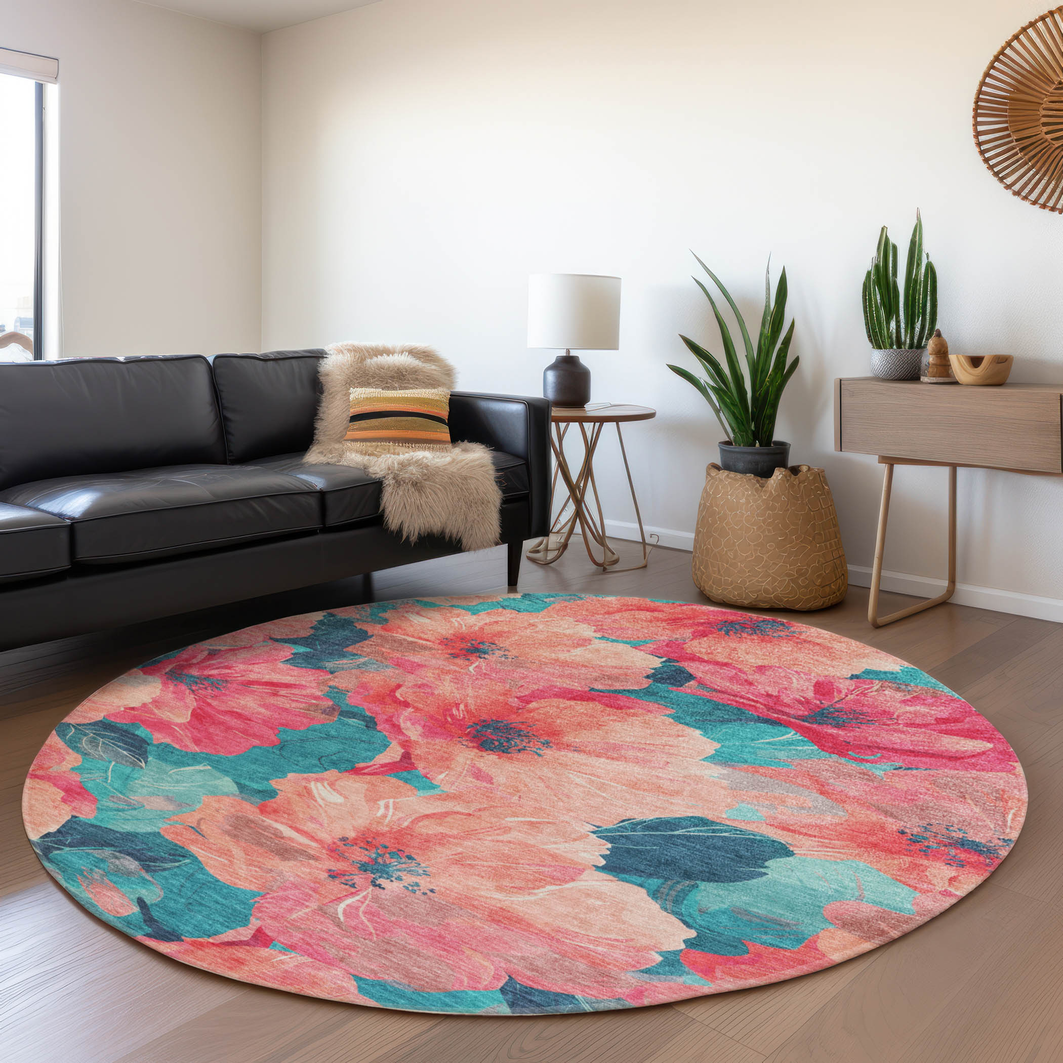 Addison Rugs ACN1547SM8RO Chantille ACN1547SM 8 x 8 (ft) Polyester Salmon Round Indoor/Outdoor Geometric Machine washable Area rug