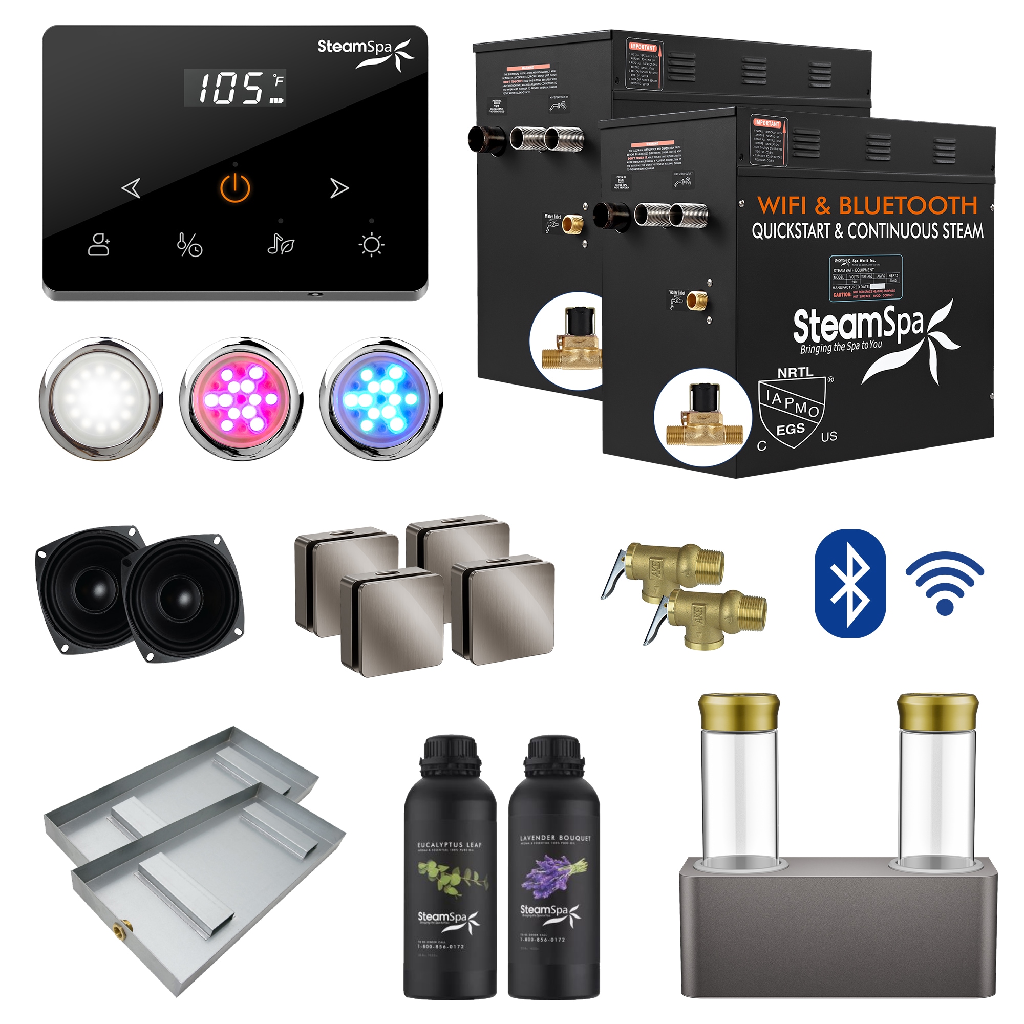 SteamSpa BKWS2100BN-ADP Black Series 21000-Watt Brushed Nickel Steam Generator