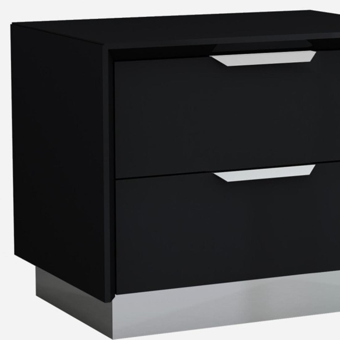 Black and Brown Oak Veneer Two Drawer Nightstand