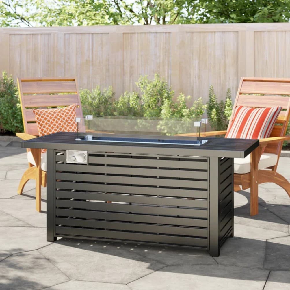 24 Inches Steel Propane Fire Pit Table with Cover