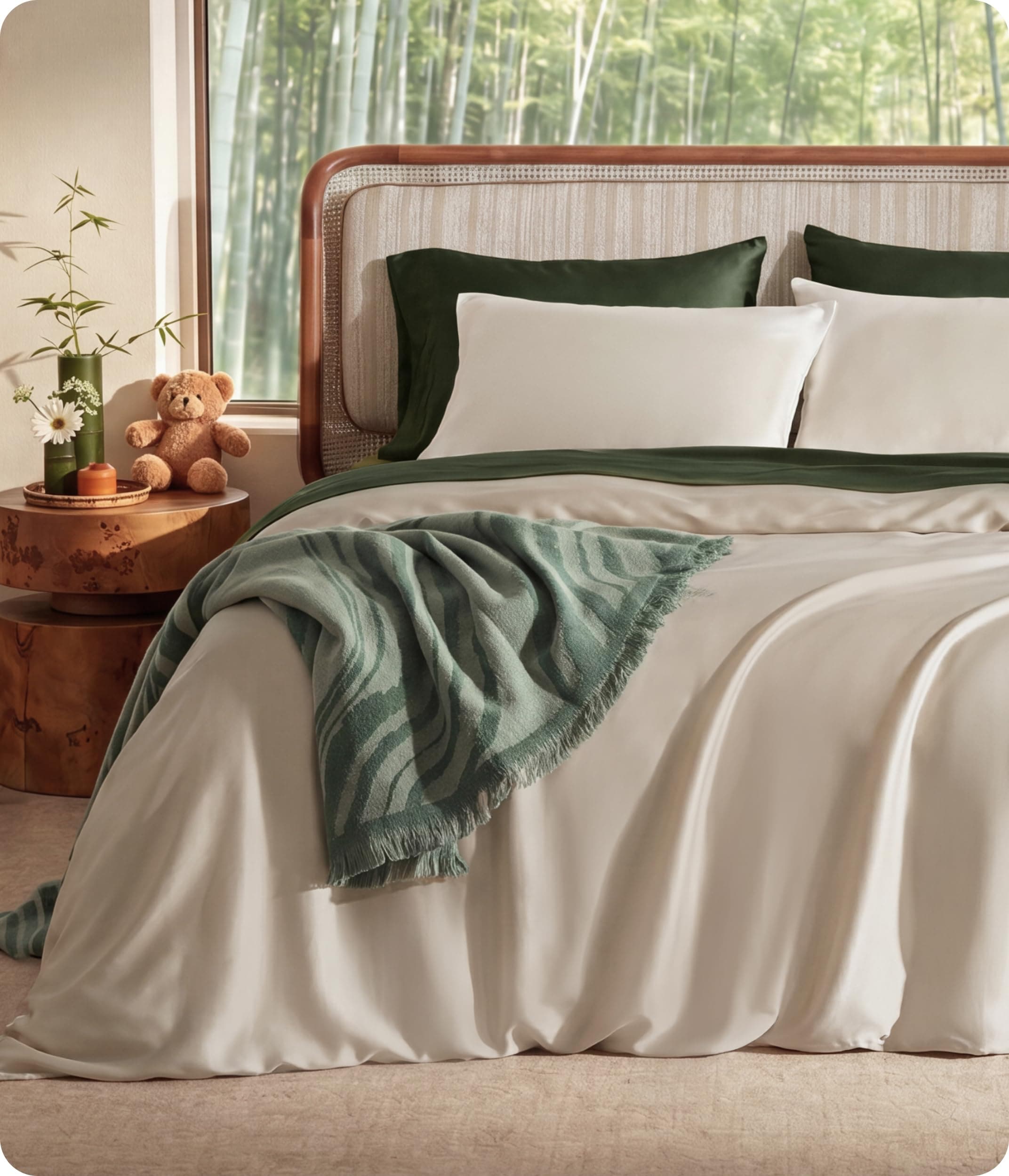 Bedsure - 104x90 King 3-Piece Beige Bamboo Duvet Cover Set
