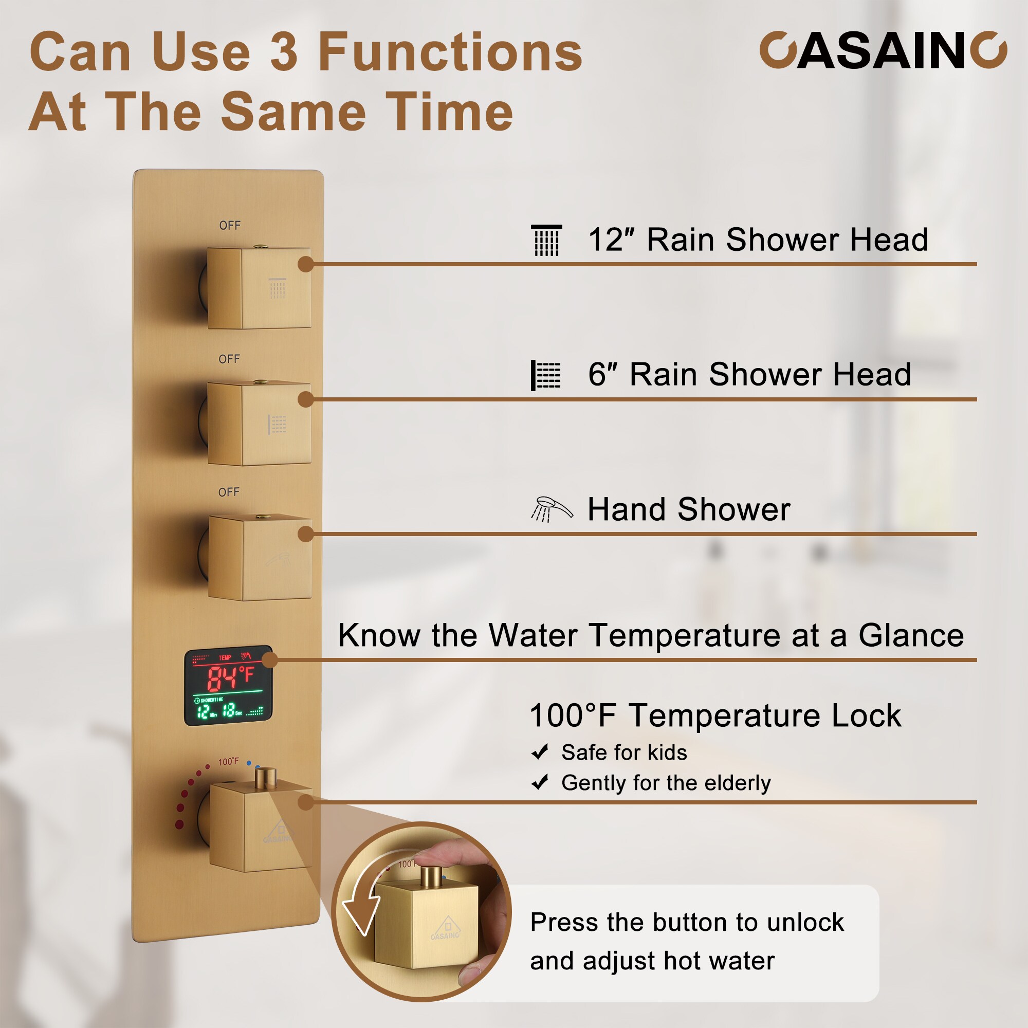 CASAINC KCHS0018-LEDBG Showerhead-Bar-Panels - View #9