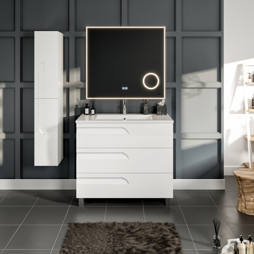 Eviva EVVN23-39WH Joy 40-in White Single sink Bathroom Vanity with White Porcelain Top