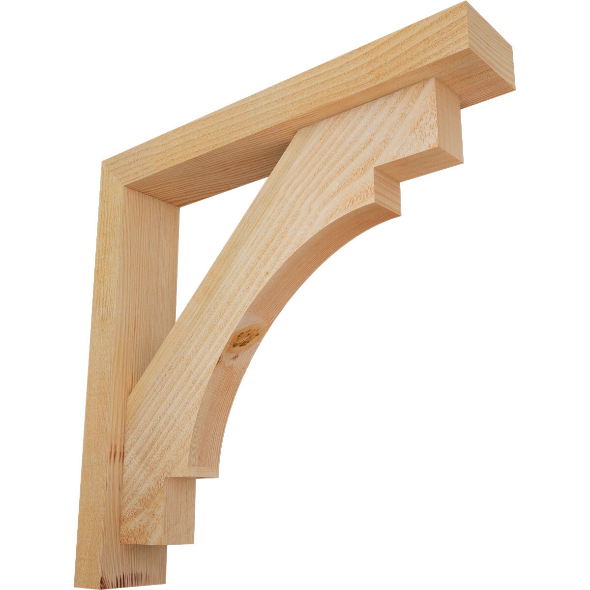 Ekena Millwork 1463220 Merced Block Rough Sawn Bracket with Offset Brace Douglas Fir Wood Standard Bracket