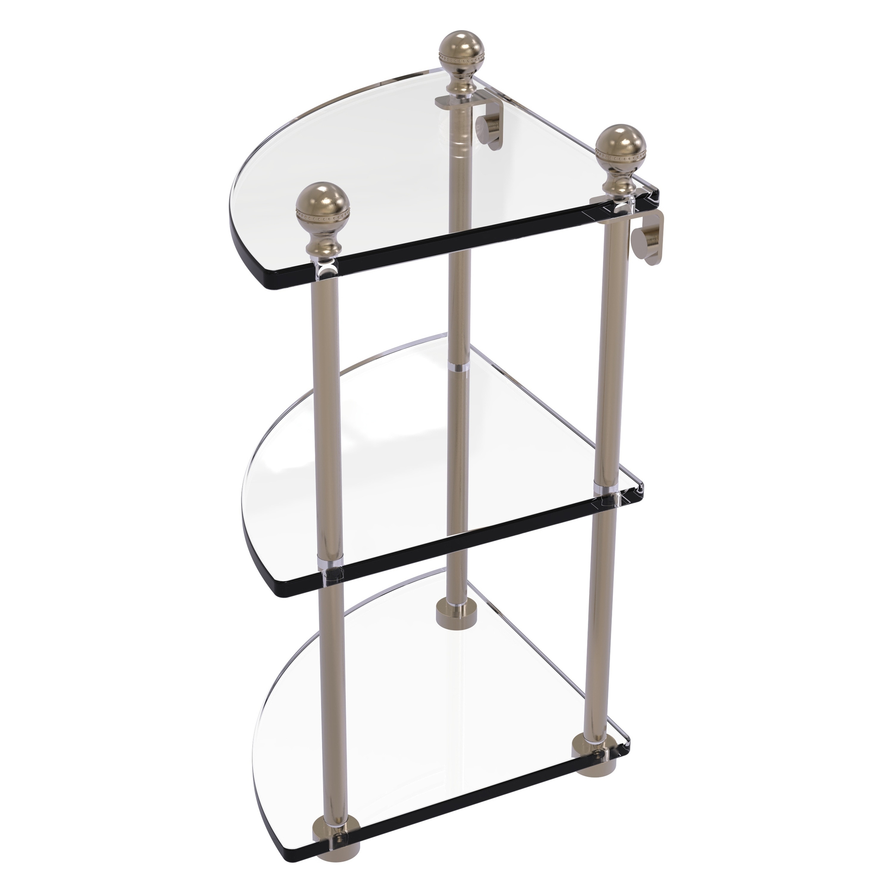 Allied Brass MA-6-PEW Mambo Antique Pewter 3 -Tier Wall mount Corner Bathroom Shelf ( 8-in x 15-in x 8-in )