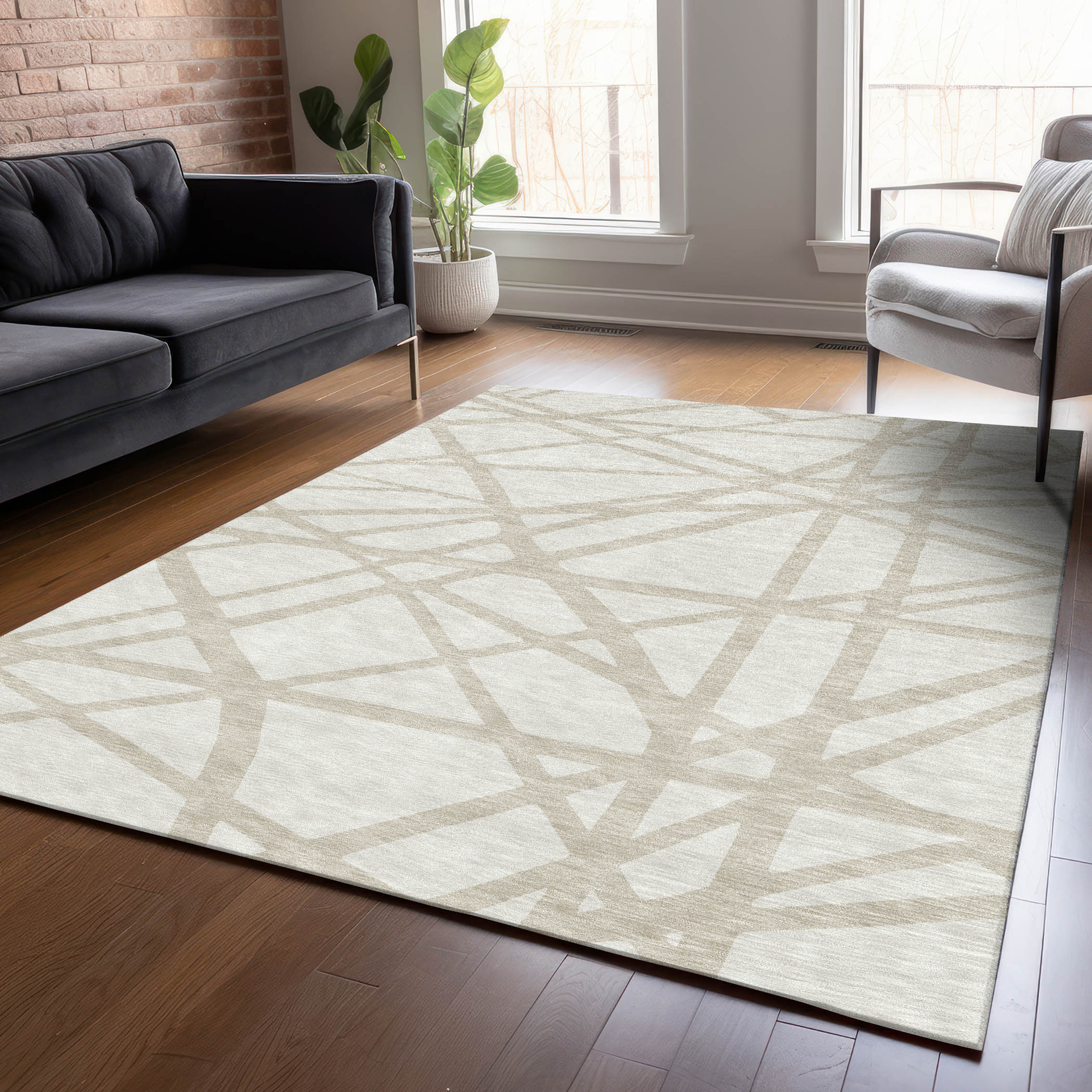 Addison Rugs ACN1040IV9X12 Chantille ACN1040IV 9 x 12 (ft) Polyester Ivory Rectangular Indoor/Outdoor Geometric Machine washable Area rug