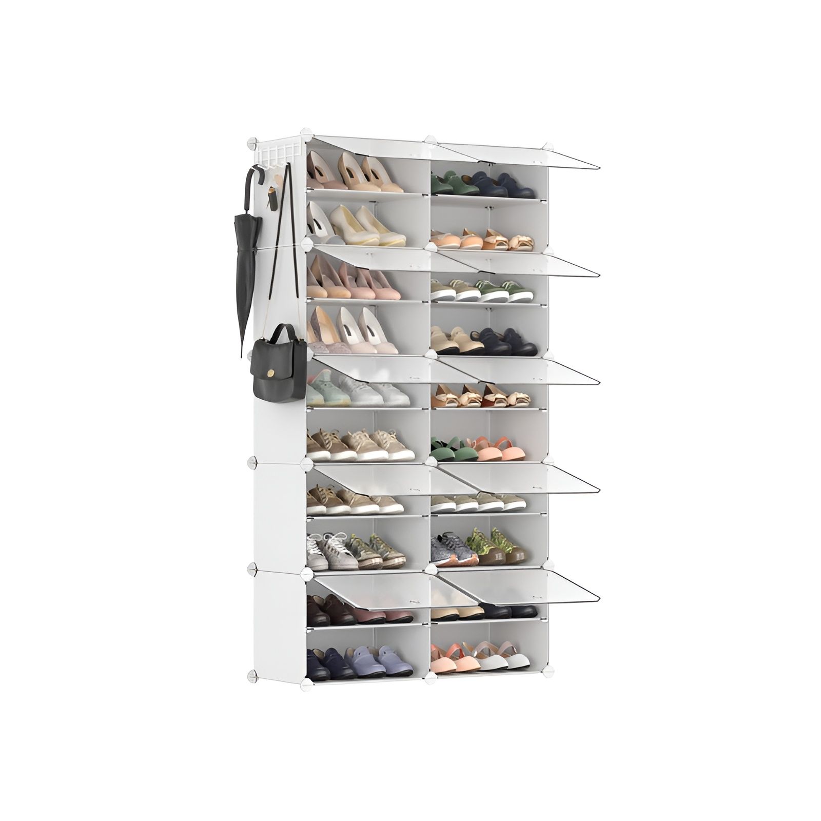 Slickblue 5-Tier- 40-Pair Plastic Panel Steel Frame Shoe Storage Organizer for Entryway Closet Utility Room- Black/ White- 61.4 inch H