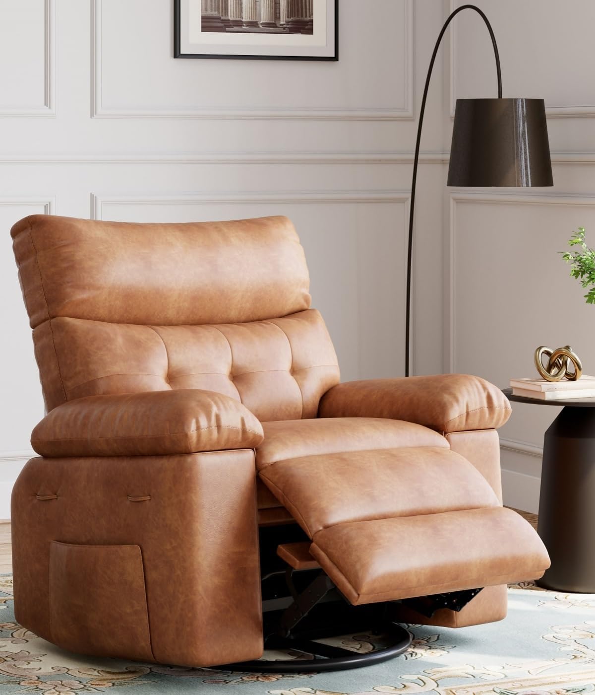 WhizMax PD-PHO-3385N5B7 Oversized Massage Recliner Chair -  Swivel Rocking Recliner with Heat - Remote Control Manual Recliner for Living Room - Coffee