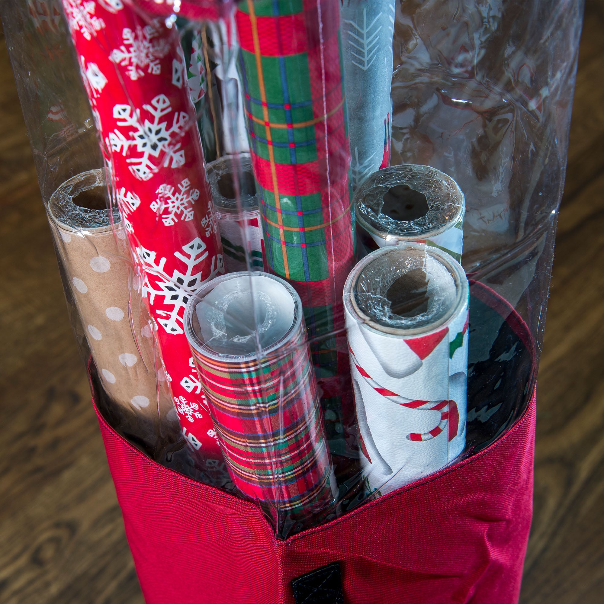 Santa's Bags 9-in x 40-in 12-Roll Red Wrapping Paper Storage