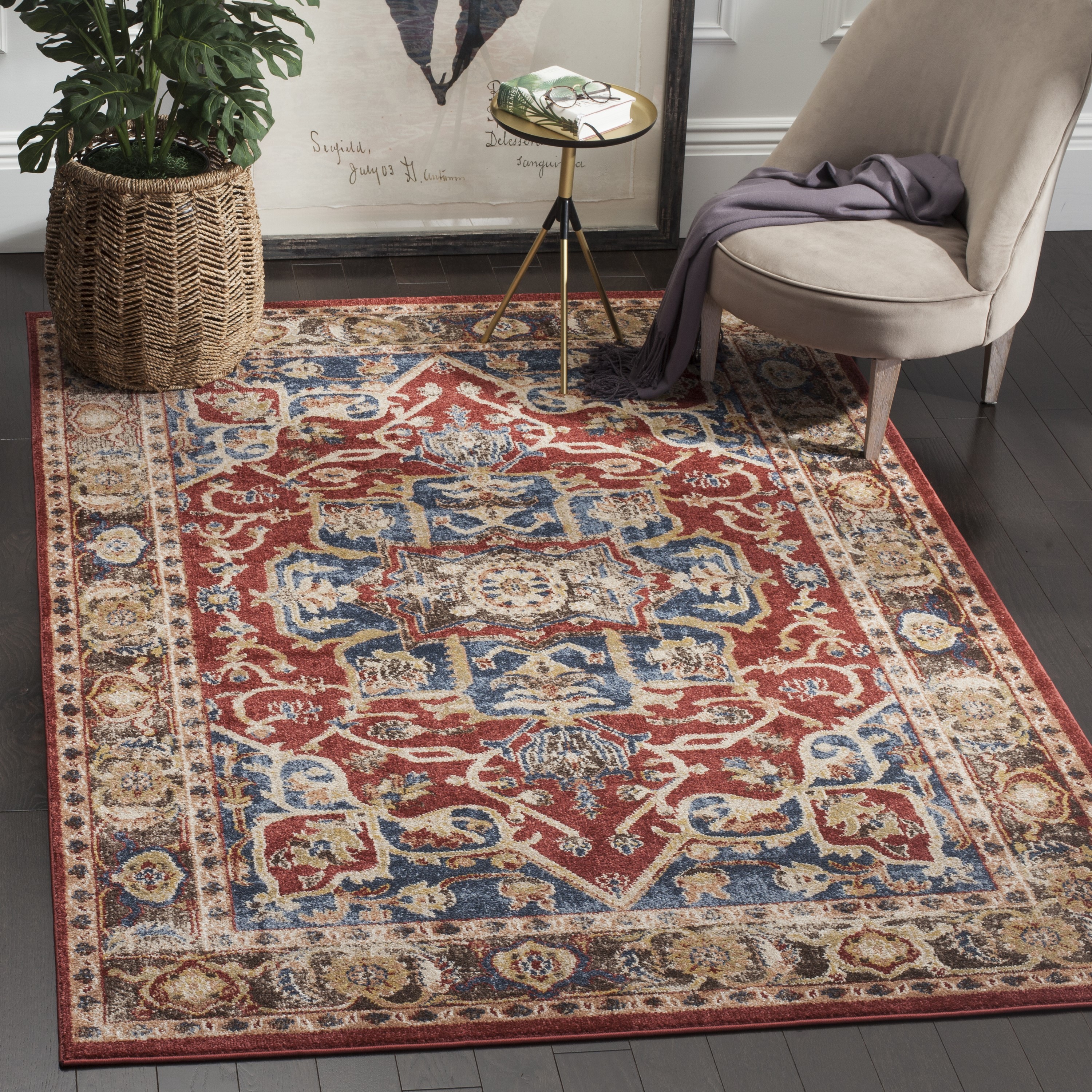 Royal Bijar 3' x 5' Red Synthetic Traditional Accent Rug