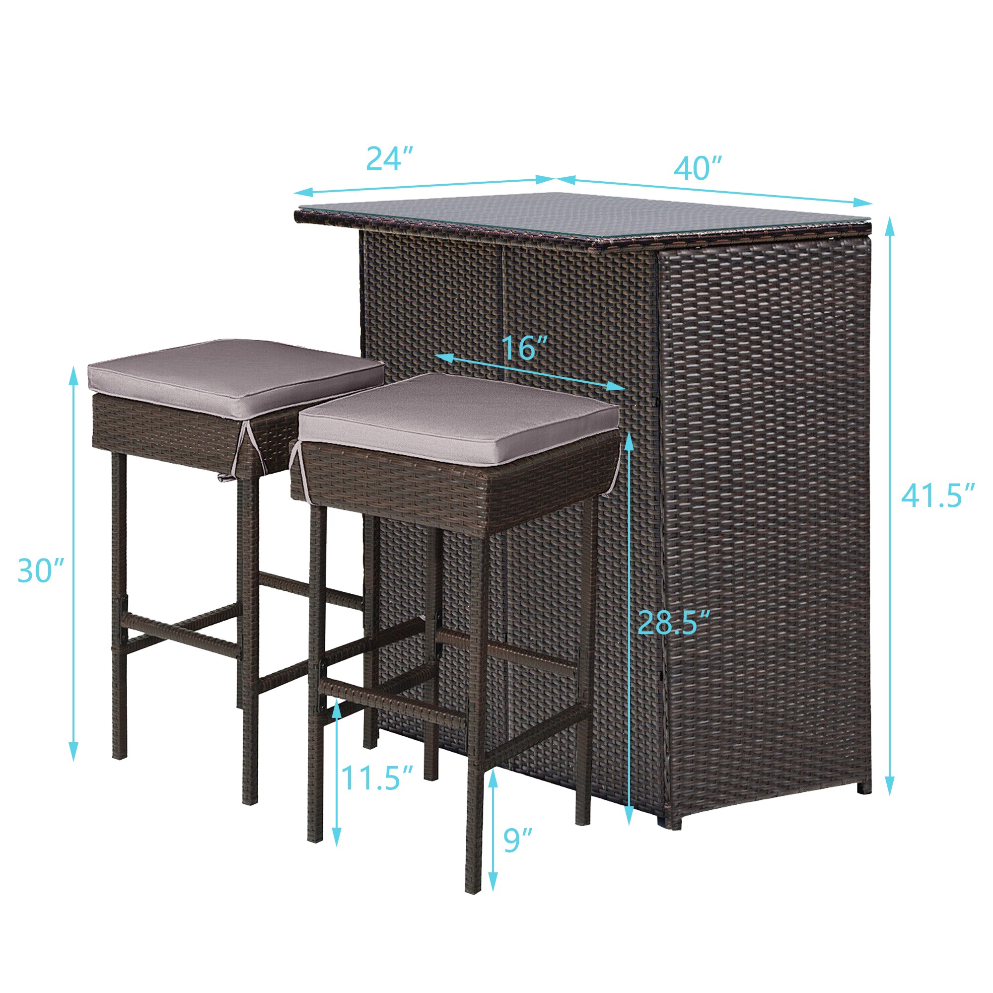 WELLFOR OUJ68745WH-GR Patio-Dining-Sets - View #2