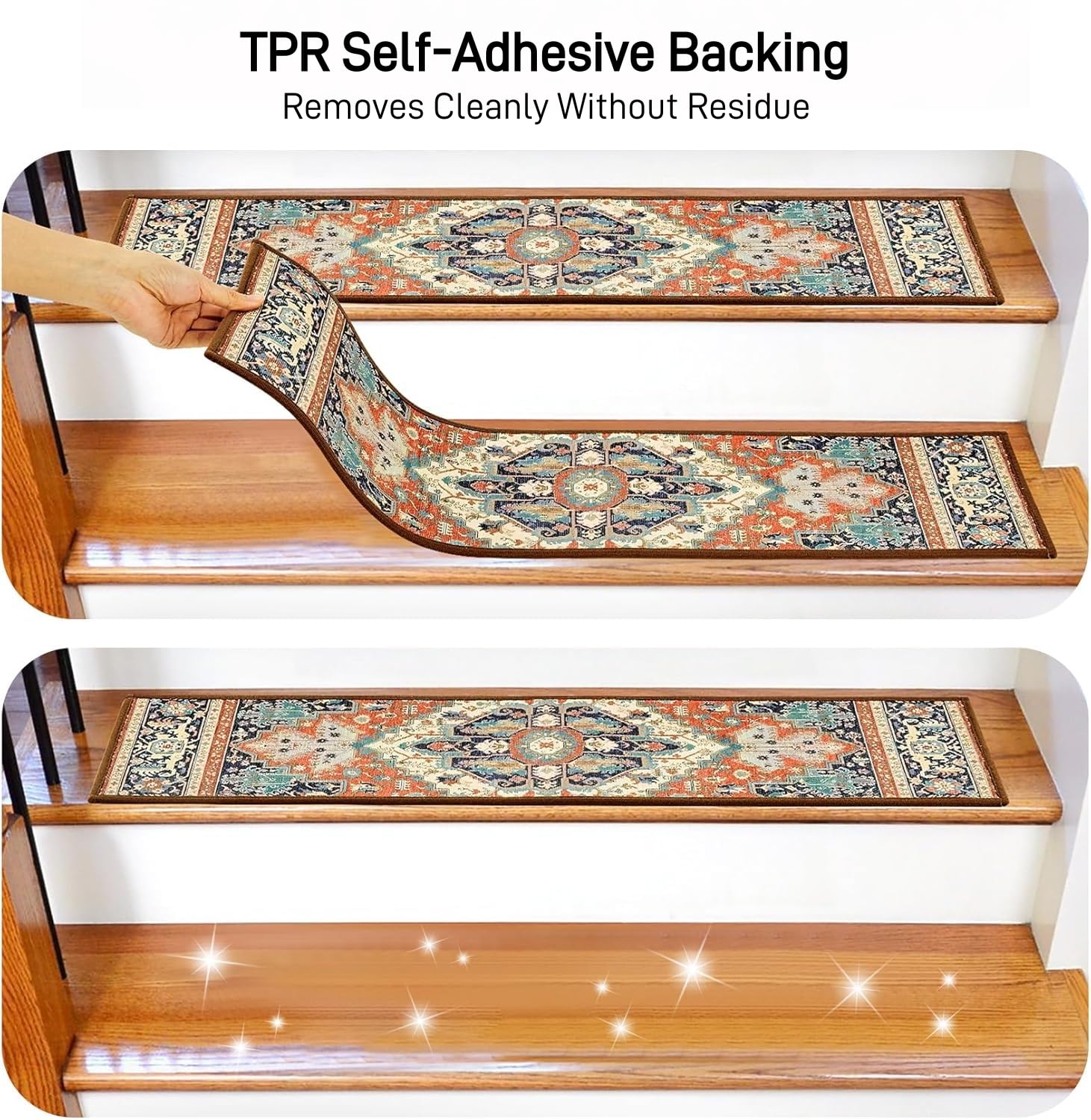 SenQWFa Indoor Stair Treads 15 Pack 8 by 30 Inch Non Slip Carpet Stair ...