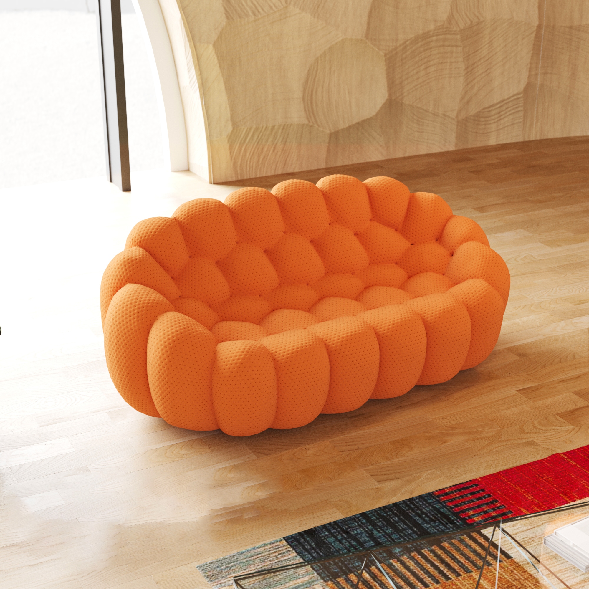 BuotiqHom DH-SF2-133OR 78.7-Inches Casual Orange 2 -seater Loveseat