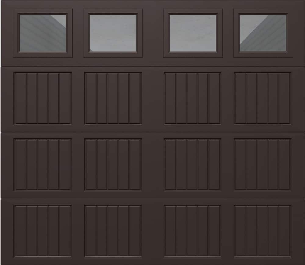 Wayne Dalton WD9100SBC87 Classic Steel Model 9100 8-ft x 7-ft Insulated Brown Single Garage Door with Windows