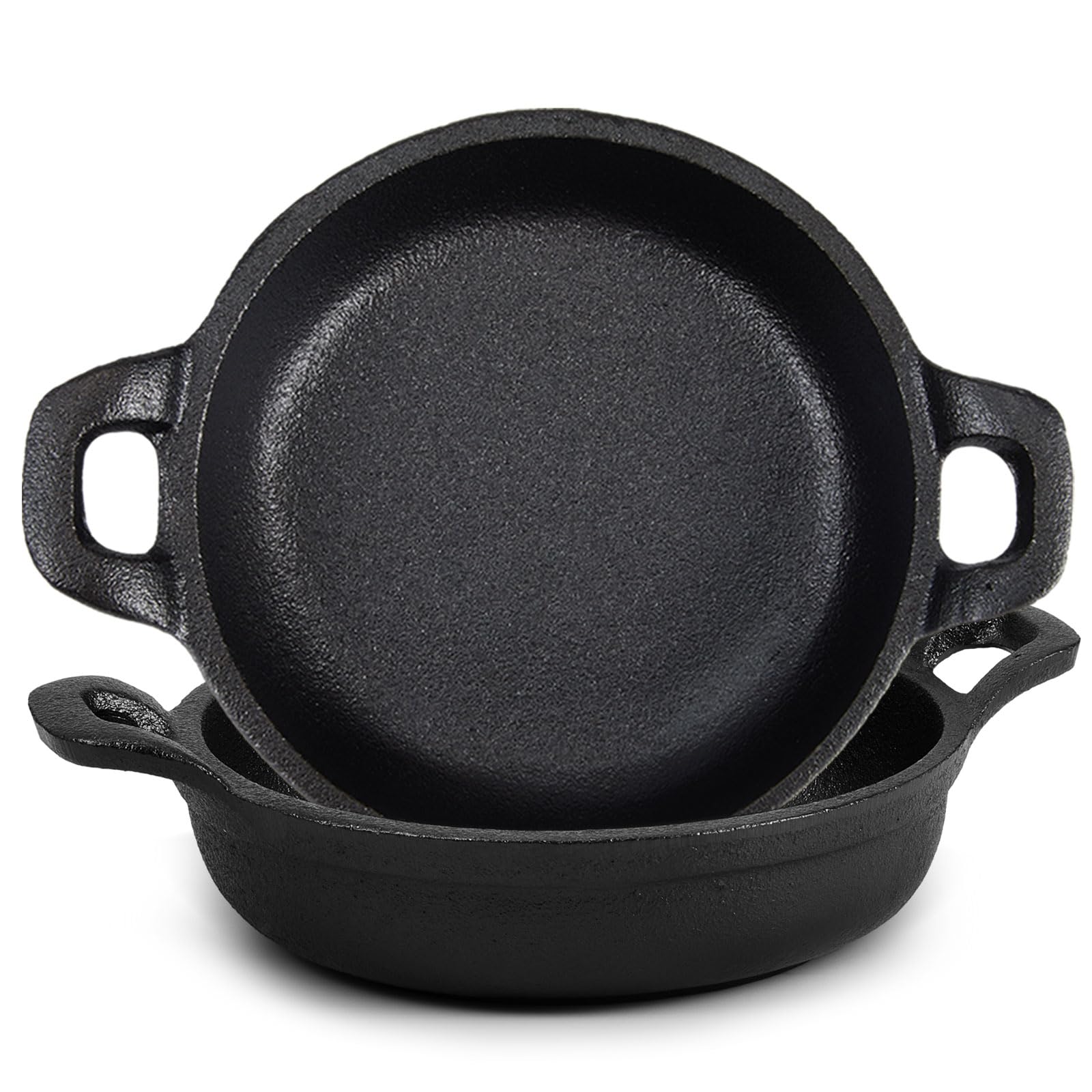 DHMHD Mini Cast Iron Skillets Set of Two Small Black Casserole Pans 5 by 5 by 1.3 Inch Oven Safe Cookware for Kitchen Indoor Outdoor Use #LDH0817X343