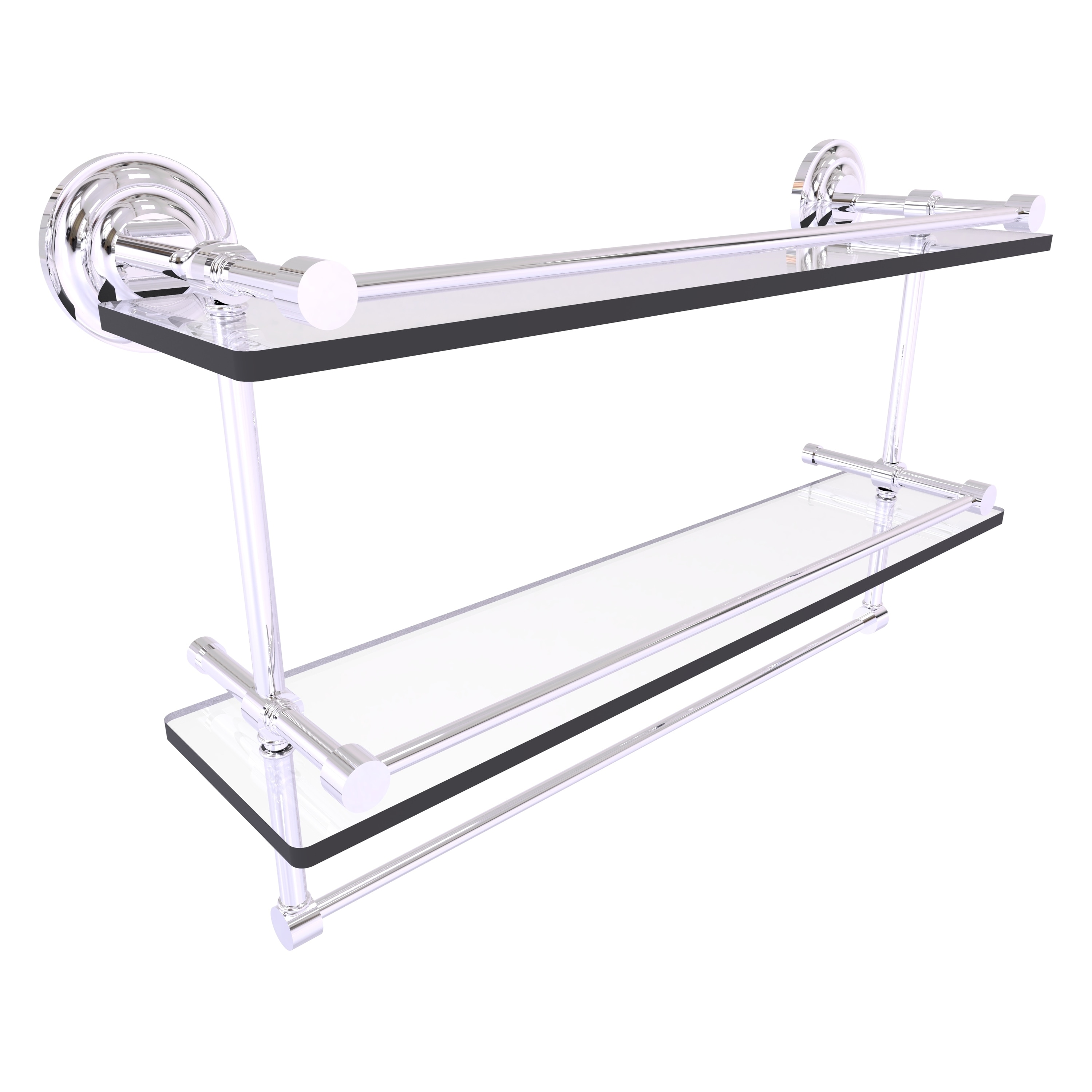 Allied Brass QN-2TB/22-GAL-PC Que New Polished Chrome 2 -Tier Wall mount Bathroom Shelf ( 22-in x 12-in x 5-in )