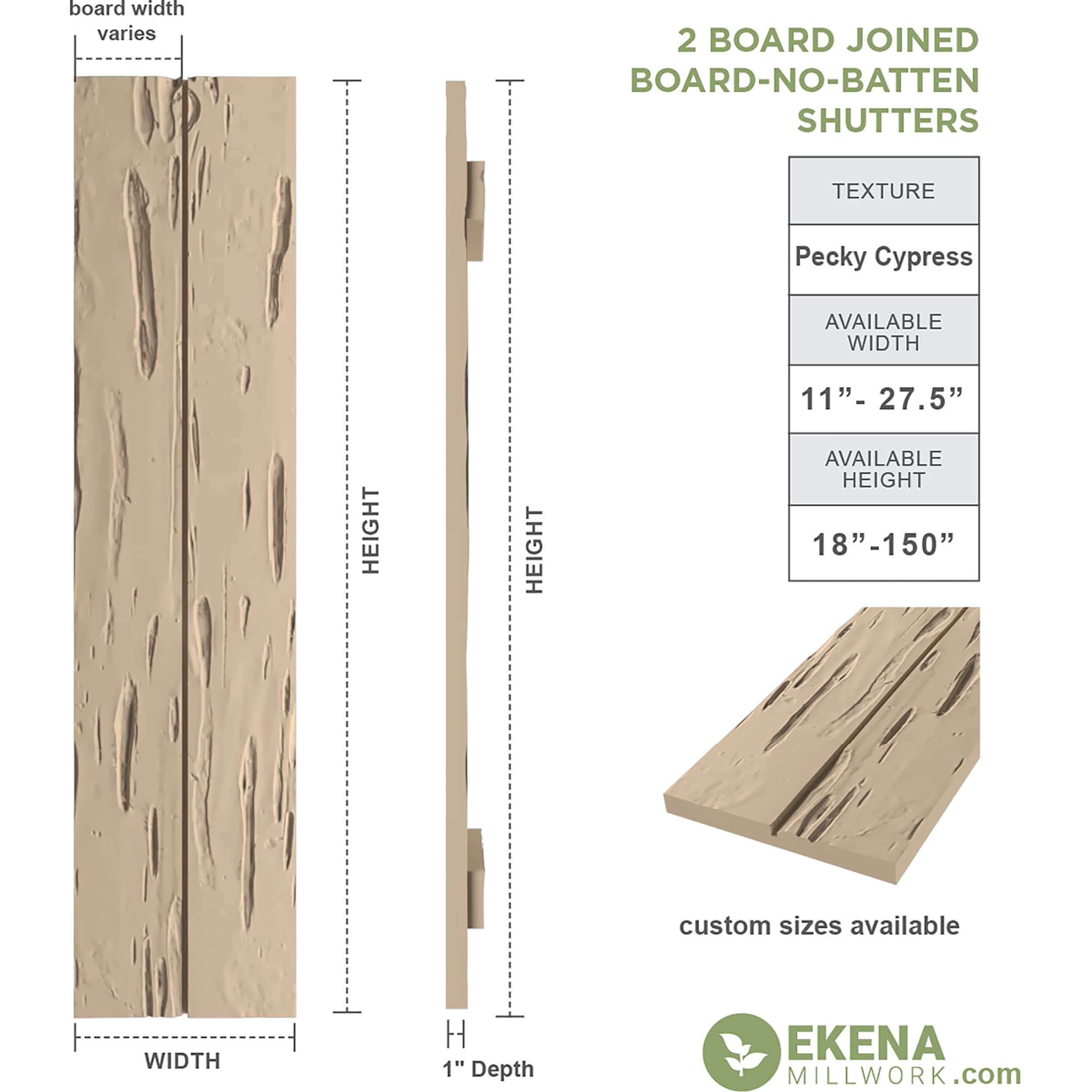 Ekena Millwork SHUBJN11X24PCPR Exterior-Shutters - View #12