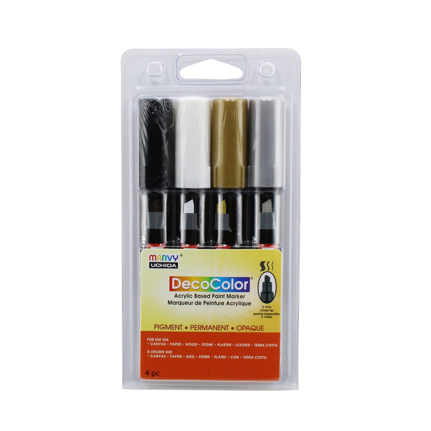 Marvy Decocolor Acrylic Chisel Tip Set of 4- Metallic Colors