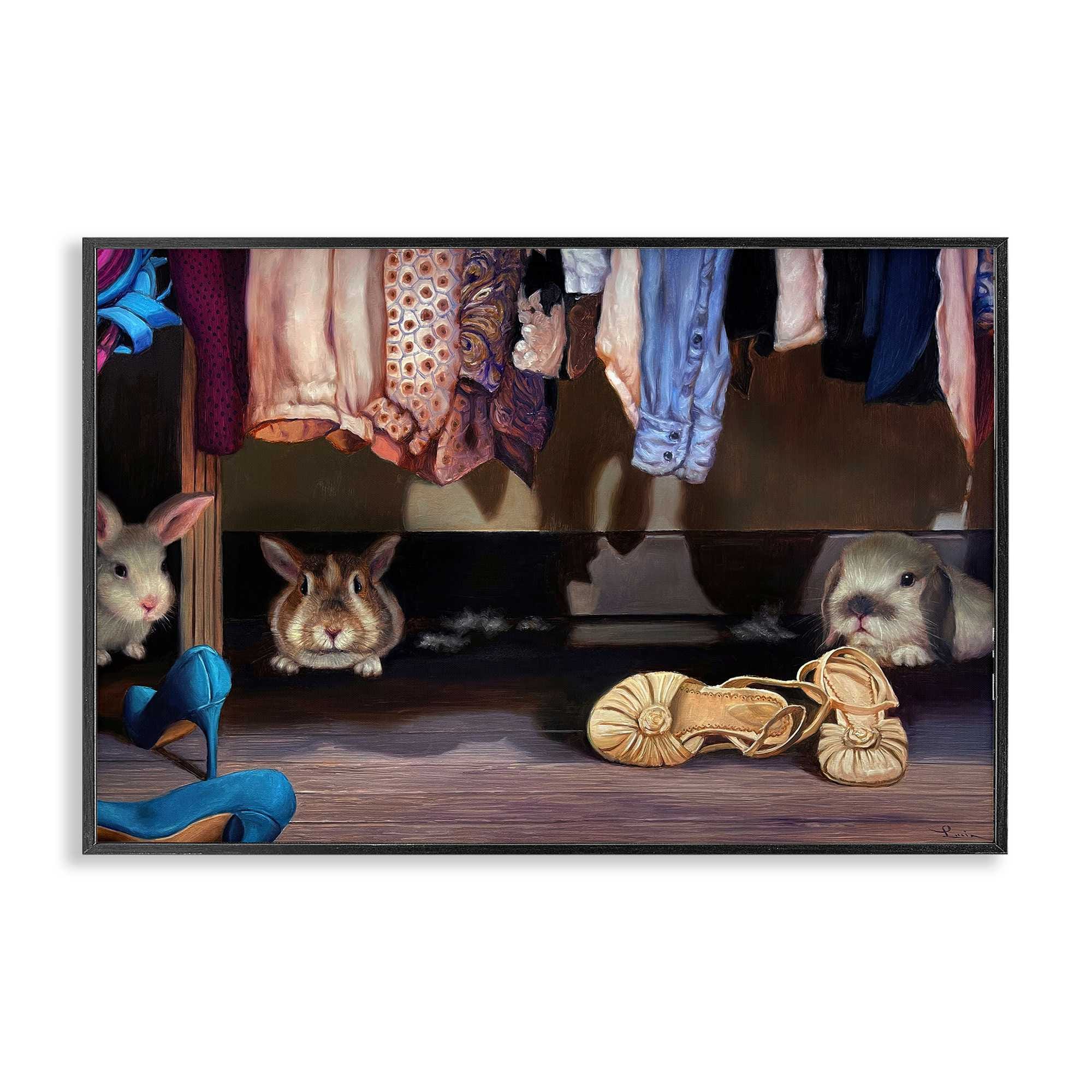 Stupell Industries BS-784-FR-20X30 Bunnies Under Closet View Black Framed Giclee Art By Lucia Heffernan 30 x 20