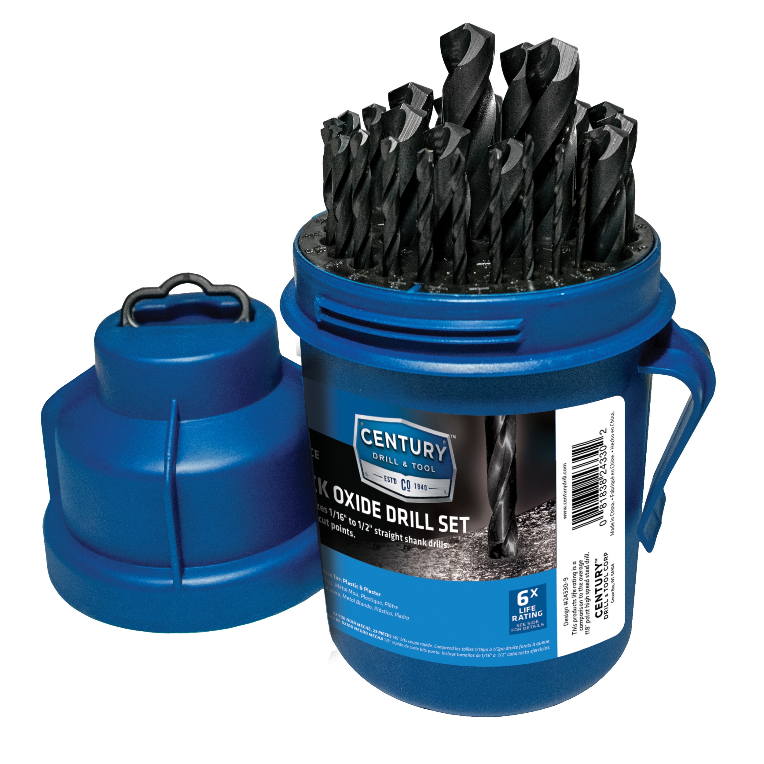 Century Drill & Tool 24330 29 -Piece Assorted Black oxide coated HSS Jobber length Twist Drill Bit Set