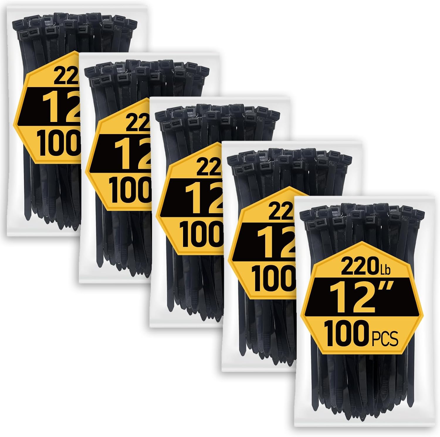 Anoson Zip Ties Heavy Duty 12 inch 500 Pack Heavy Duty Cable Ties with 220 lb Tensile Strength for Outdoor Use Black Wire Ties by 