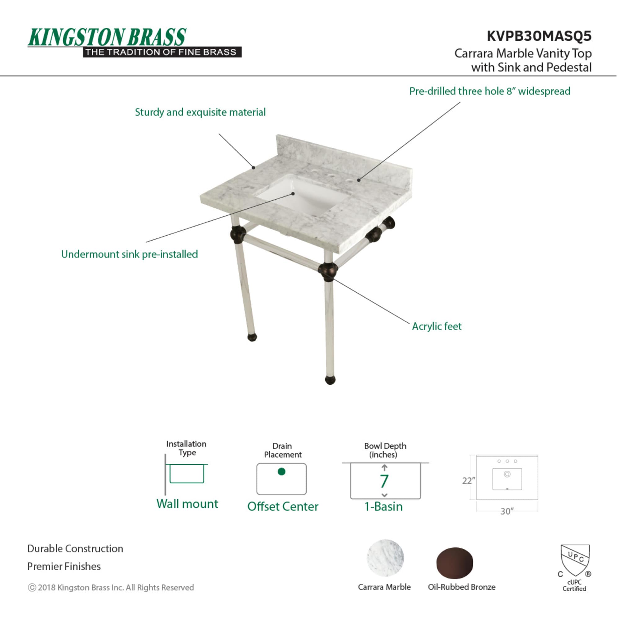 Kingston Brass WLKVPB30MASQ5 Bath-Sink - View #3