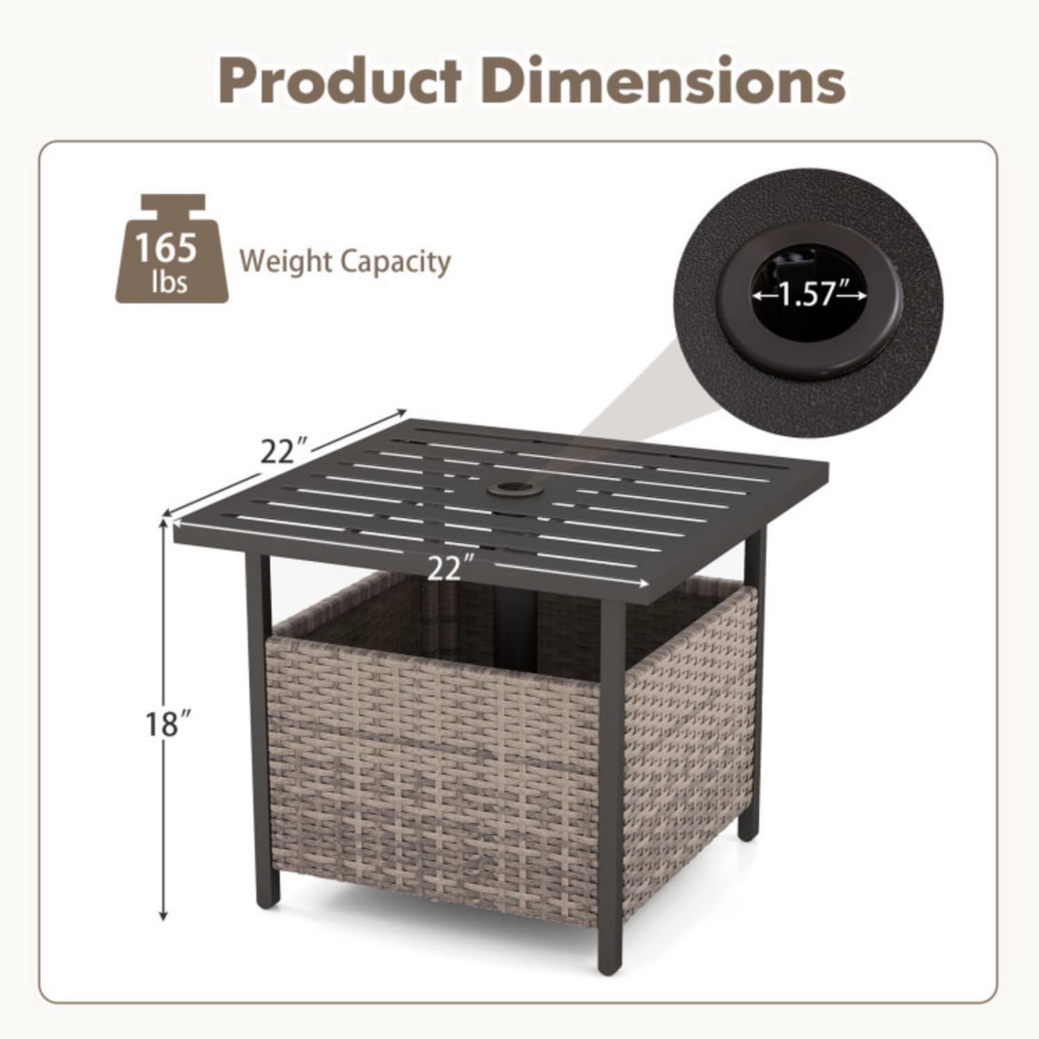 Mondawe MO-WFHW66109GR Patio-Tables - View #3