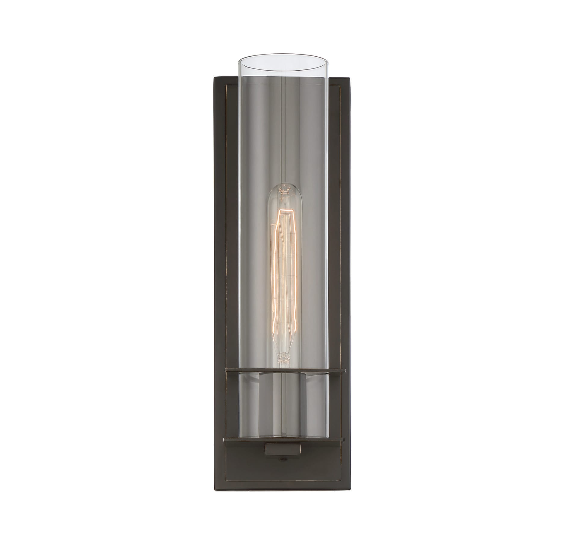 Classic Bronze Cylinder Dimmable Wall Sconce with Clear Glass