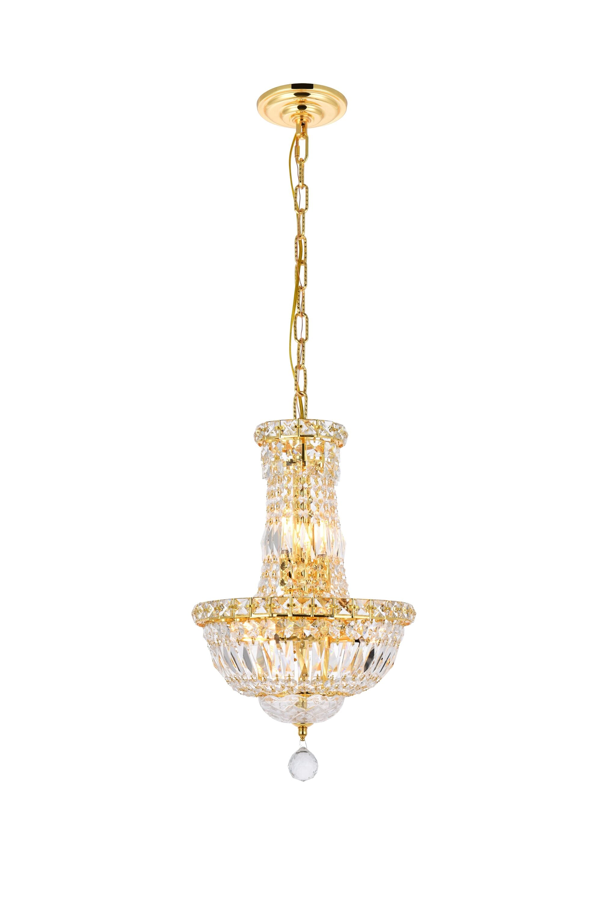 Elegant Decor HFV7584D12GRC Home Furnishing 6 -Light Gold Transitional Teardrop Small Hanging Pendant light