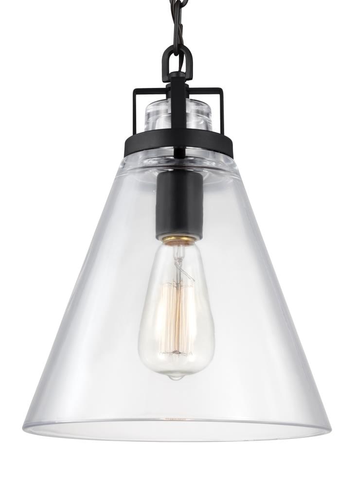 Generation Lighting P1370ORB Frontage 1 -Light Oil Rubbed Bronze Modern/contemporary Clear glass Cone Medium Hanging Pendant light