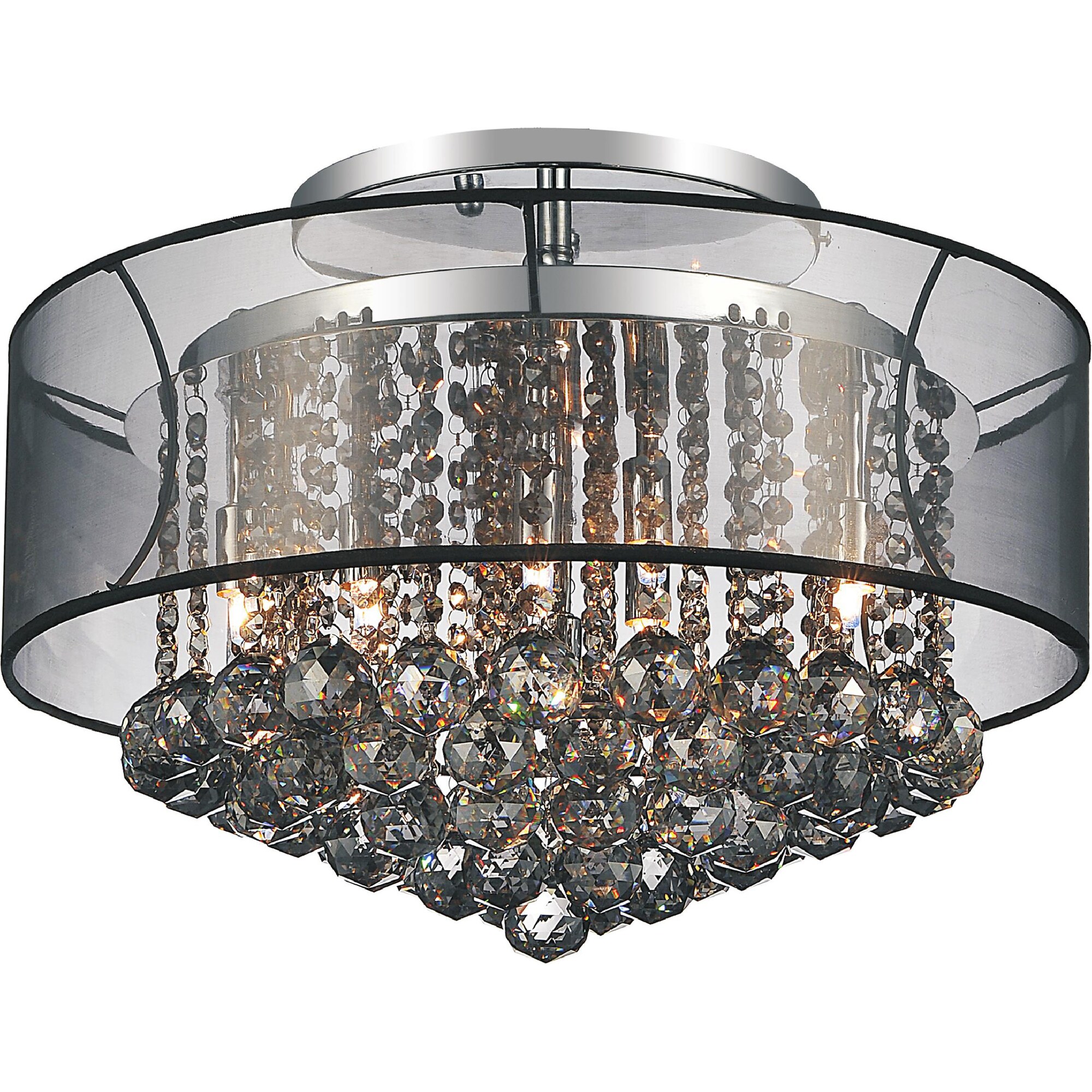 CWI Lighting 5062C20C (SMOKE + B) Radiant 9-Light 20-in Chrome Flush Mount Light