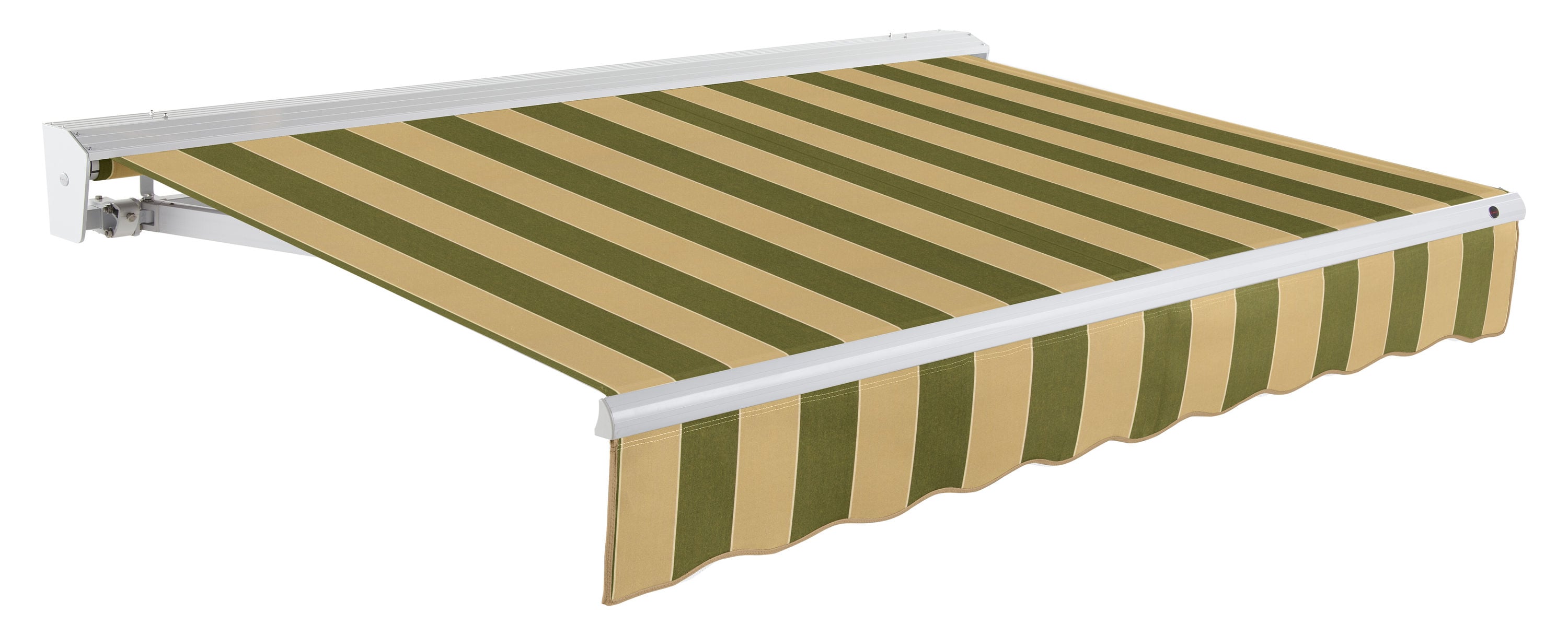Awntech DM12-510-OT Destin Manual 144-in Wide x 120-in Projection x 10-in Height Fabric Olive/Tan Stripe Striped Manual Retractable Patio Awning