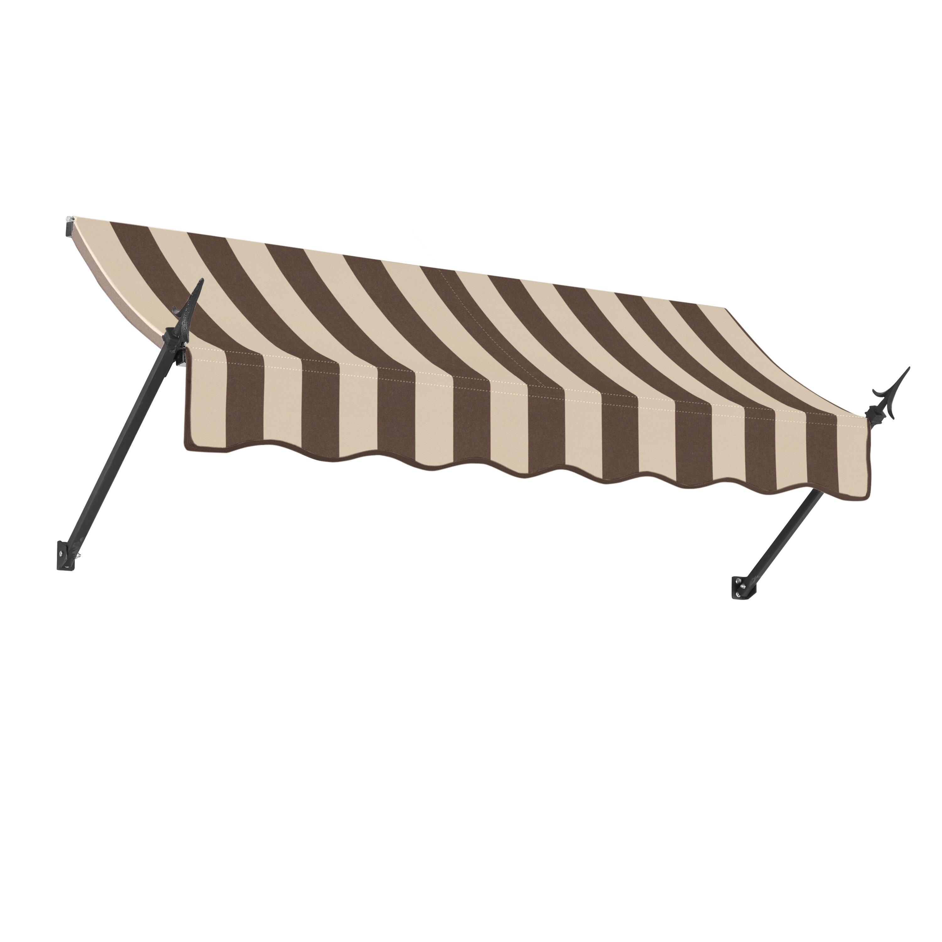 Awntech NO21-L-10BRNT New Orleans 124.5-in Wide x 16-in Projection x 24-in Height Fabric Brown/Tan Stripe Striped Fixed Window/Door Awning