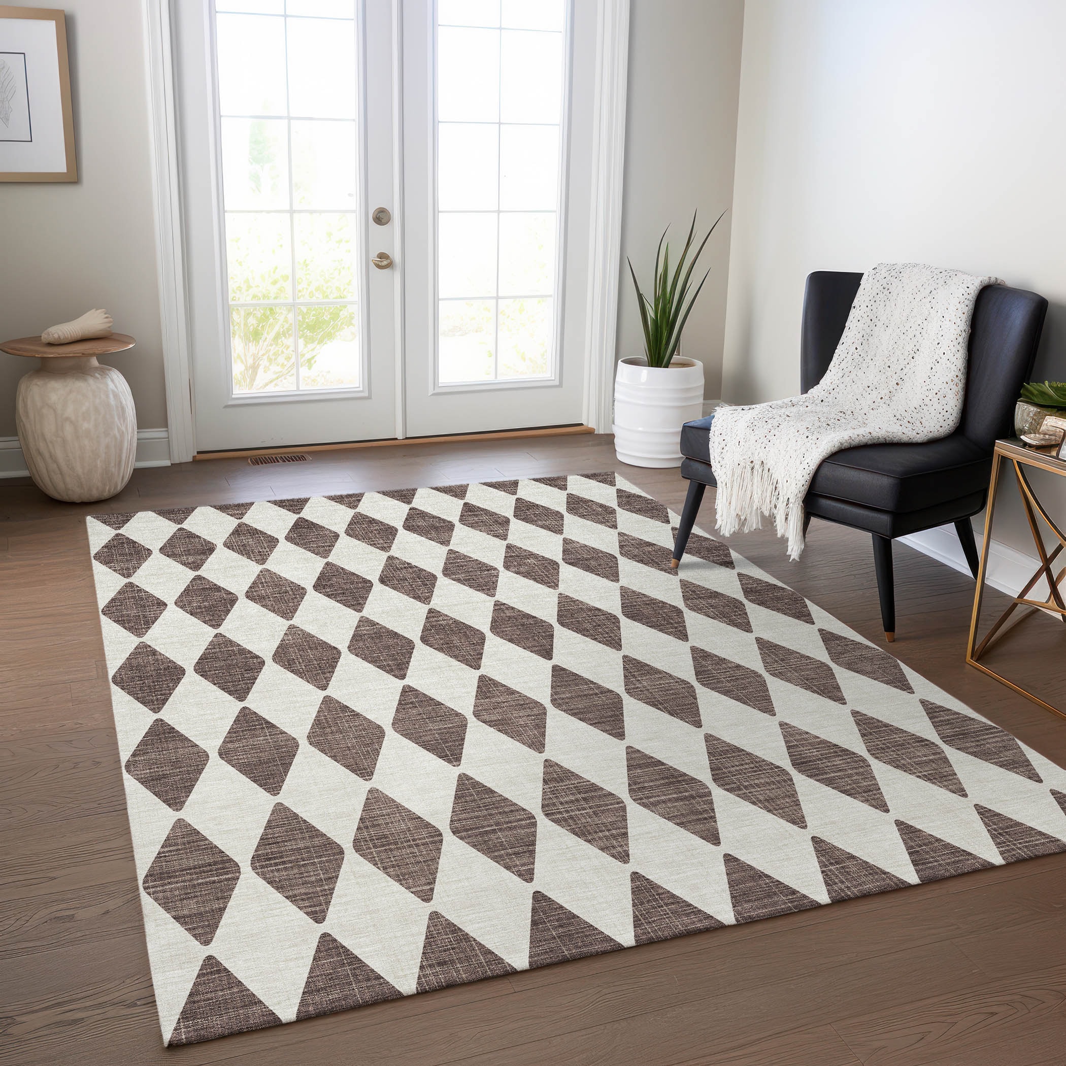 Addison Rugs ACN578BR8X10 Chantille ACN578BR 8 x 10 (ft) Polyester Brown Rectangular Indoor/Outdoor Geometric Machine washable Area rug