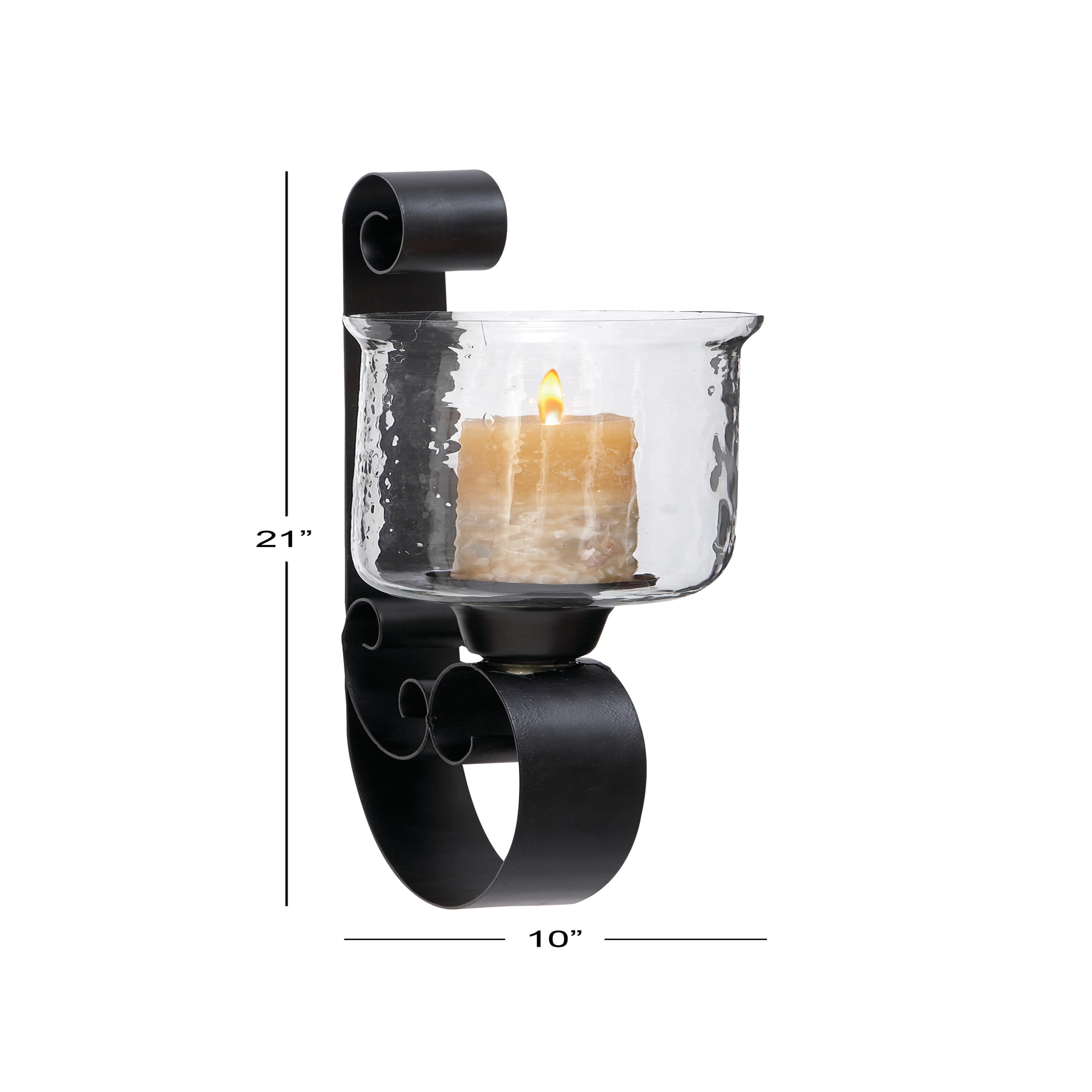 Elegant Traditional Black Iron Wall Sconce, 21" Height