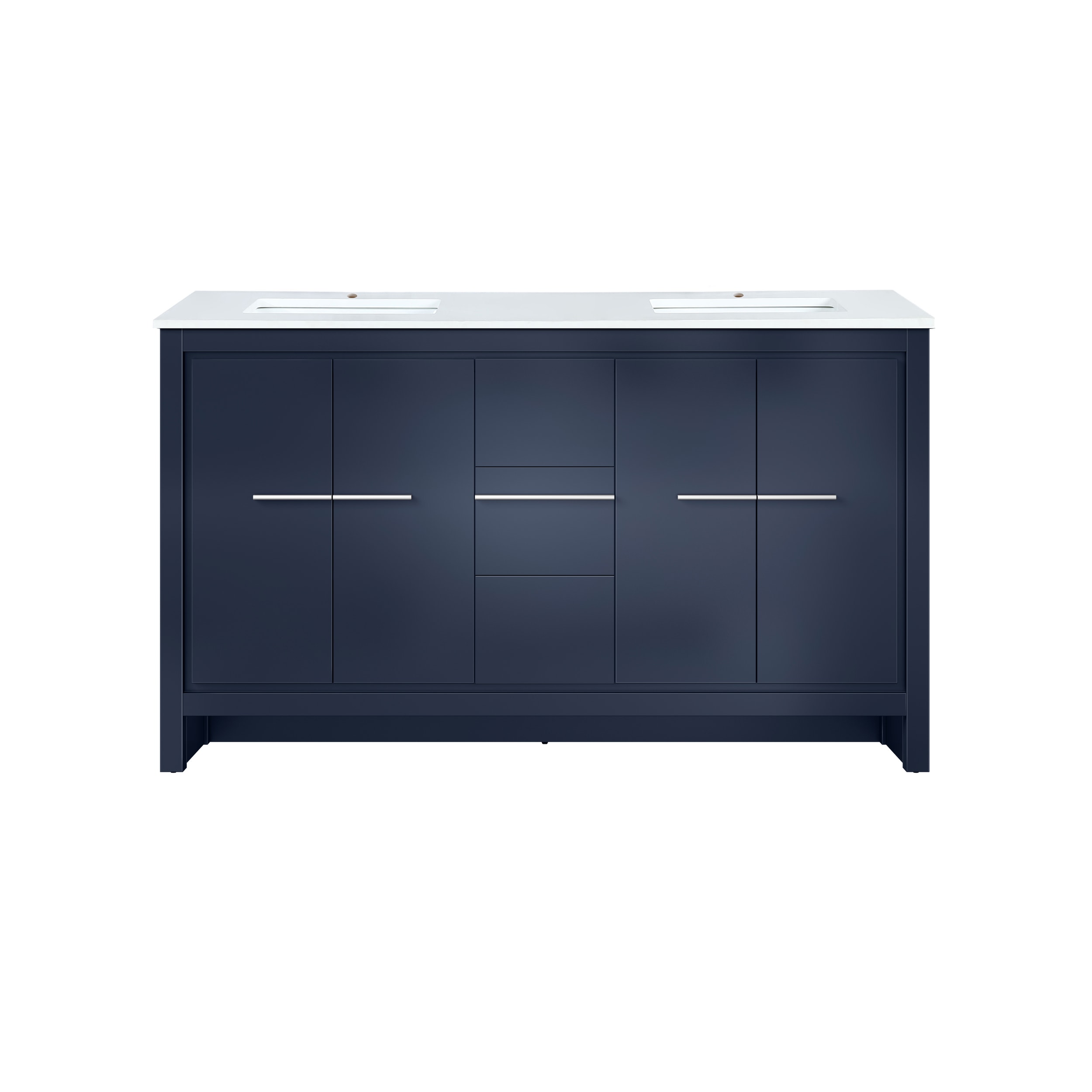 Lexora LVSCSH60DNB300 Scotshire 60-in Navy Blue Undermount Double Sink Bathroom Vanity with White Cultured Marble Top