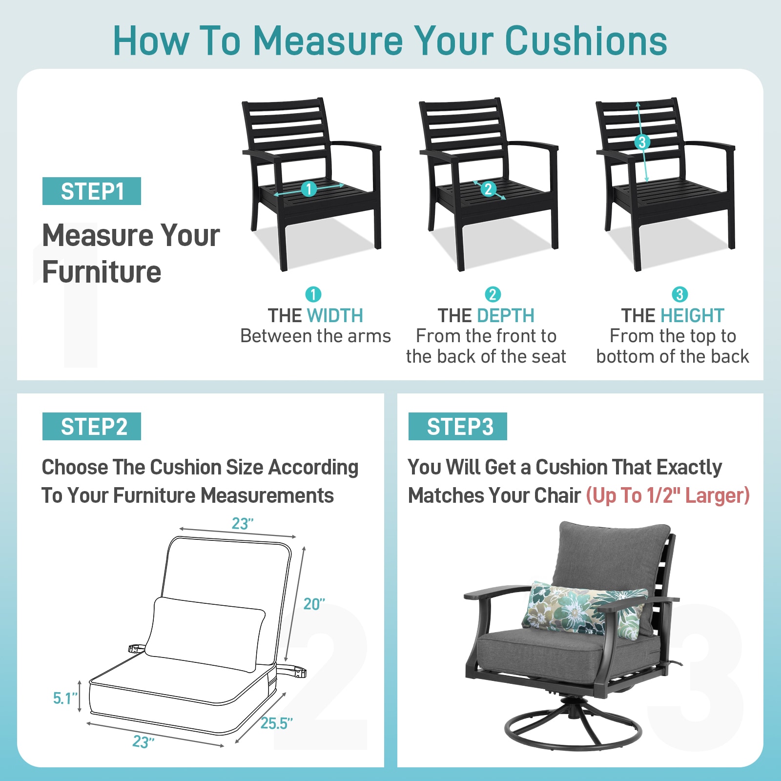 Aoodor A064-PCKCK Patio-Furniture-Cushions - View #5