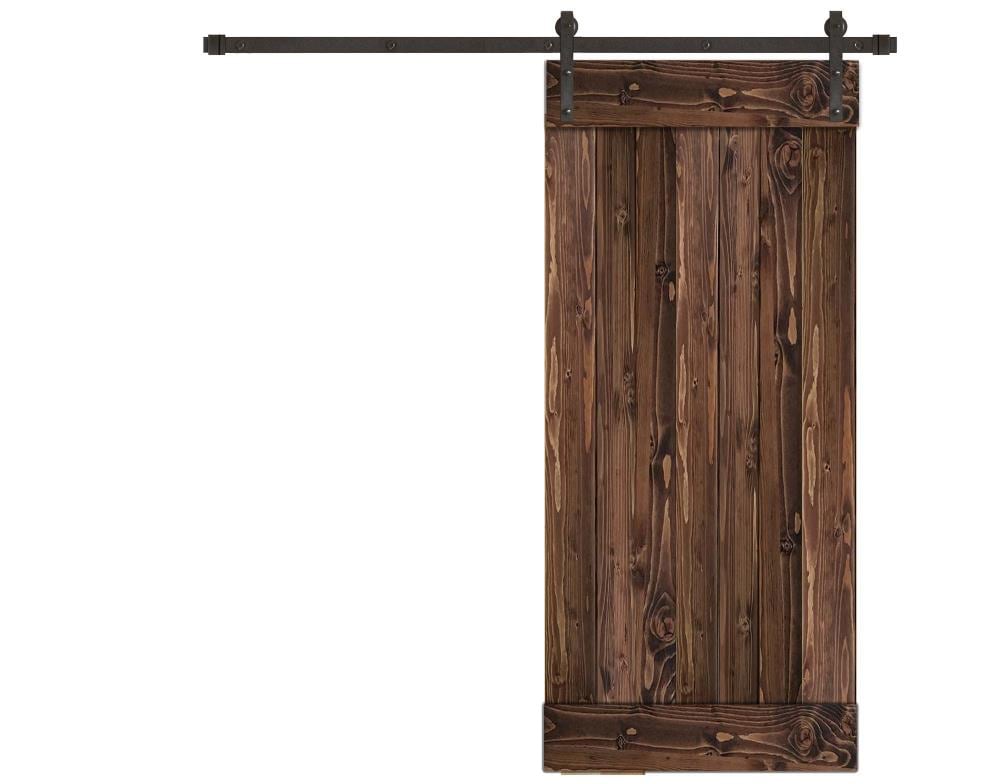 Creative Entryways EP2110-3284-10B 32-in x 84-in Espresso Plank Pine Wood Solid core Single Barn Door (Hardware Included)
