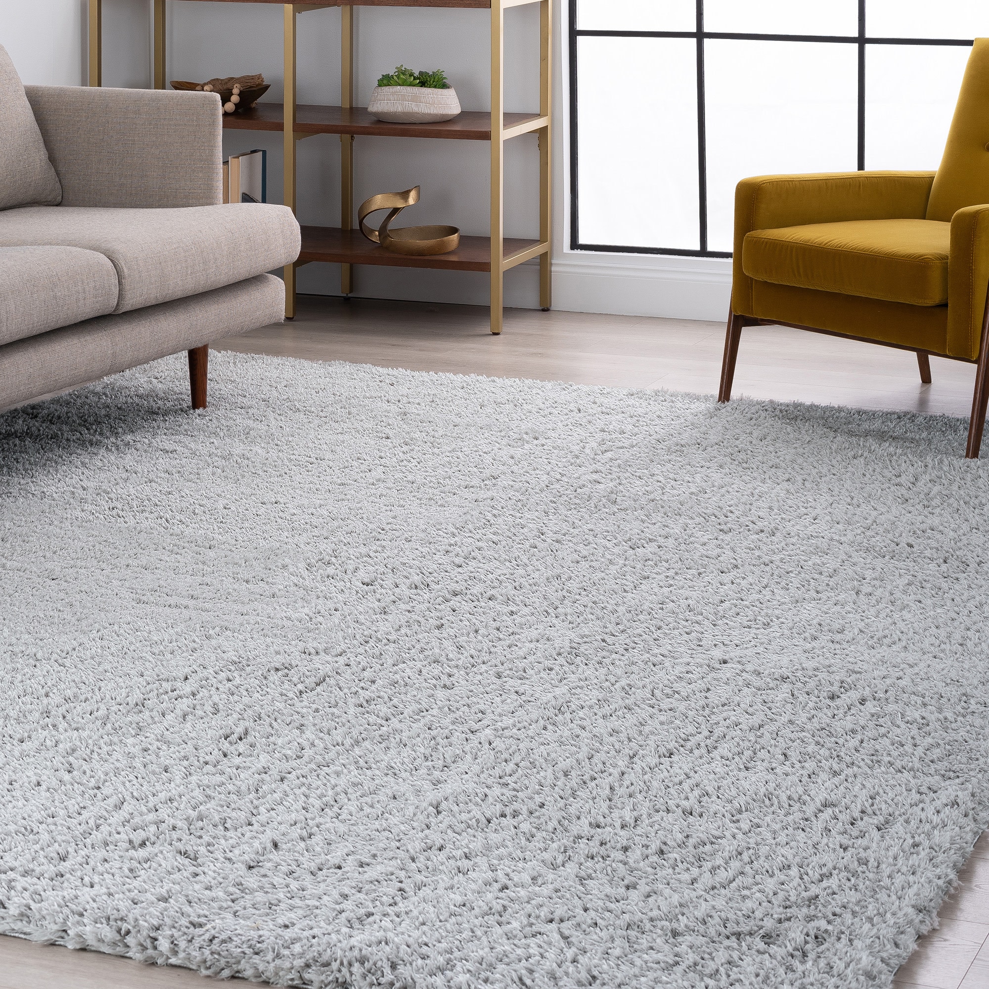 Tayse HEA1010 8X10 Heavenly Shag 8 x 10 (ft) Loomed Polyester Silver Rectangular Indoor Area rug