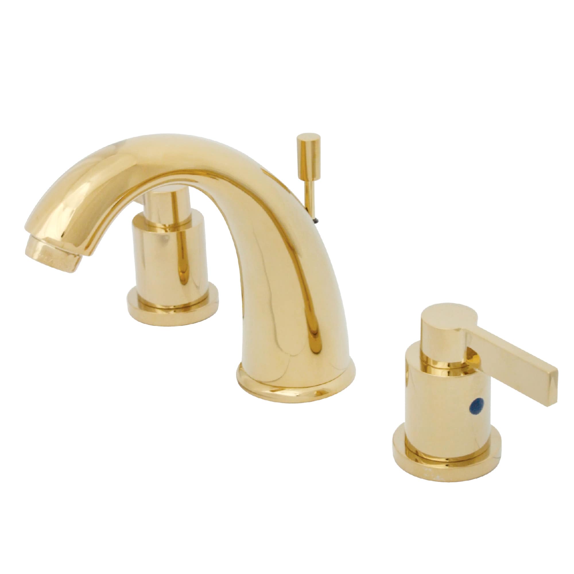 Kingston Brass WLKB8982NDL NuvoFusion Polished brass Widespread 2-handle High-arc Residential Handle Bathroom Sink Faucet with Drain
