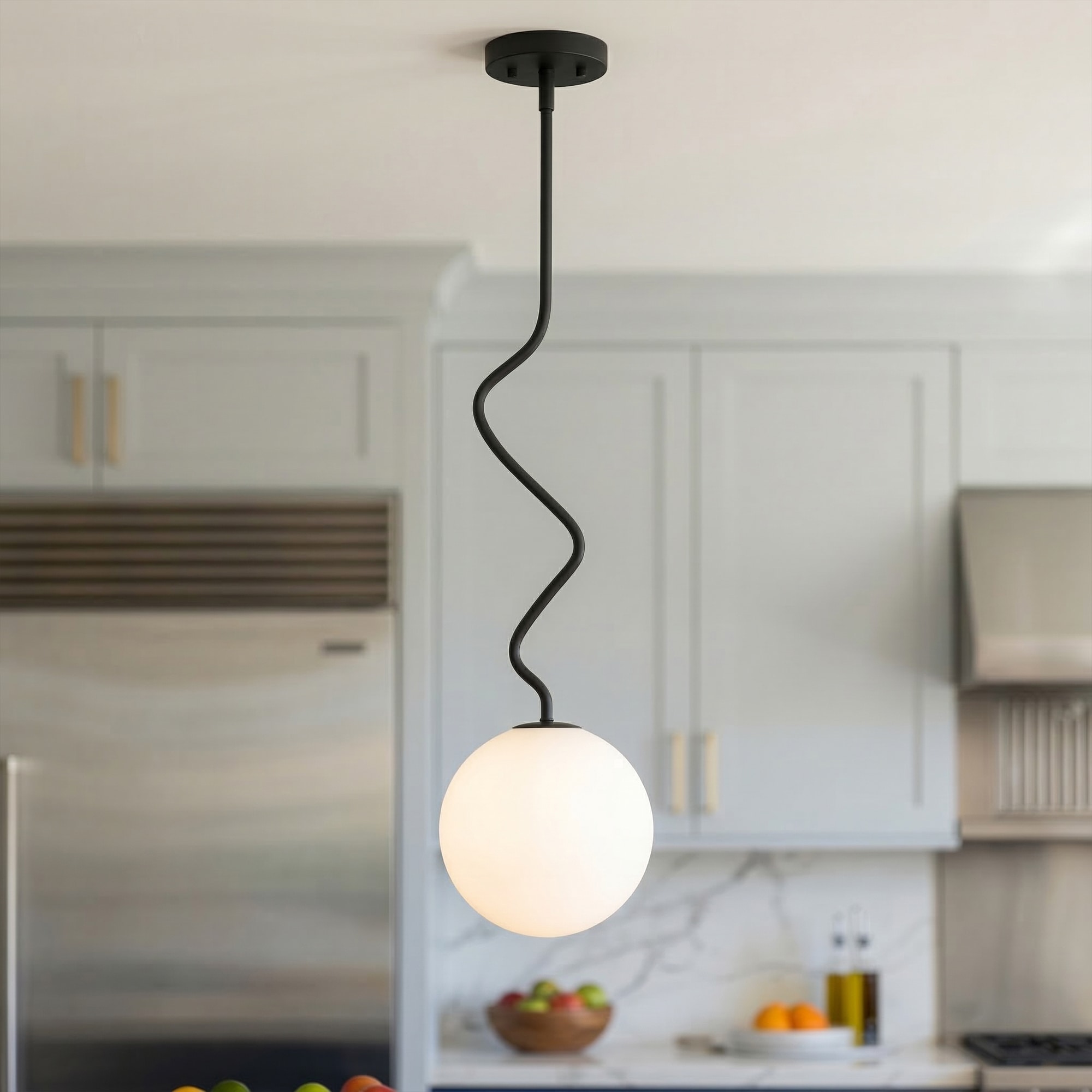 ACROMA KOHLER 1 -Light Matte Black Modern/contemporary Globe Hanging Pendant Light