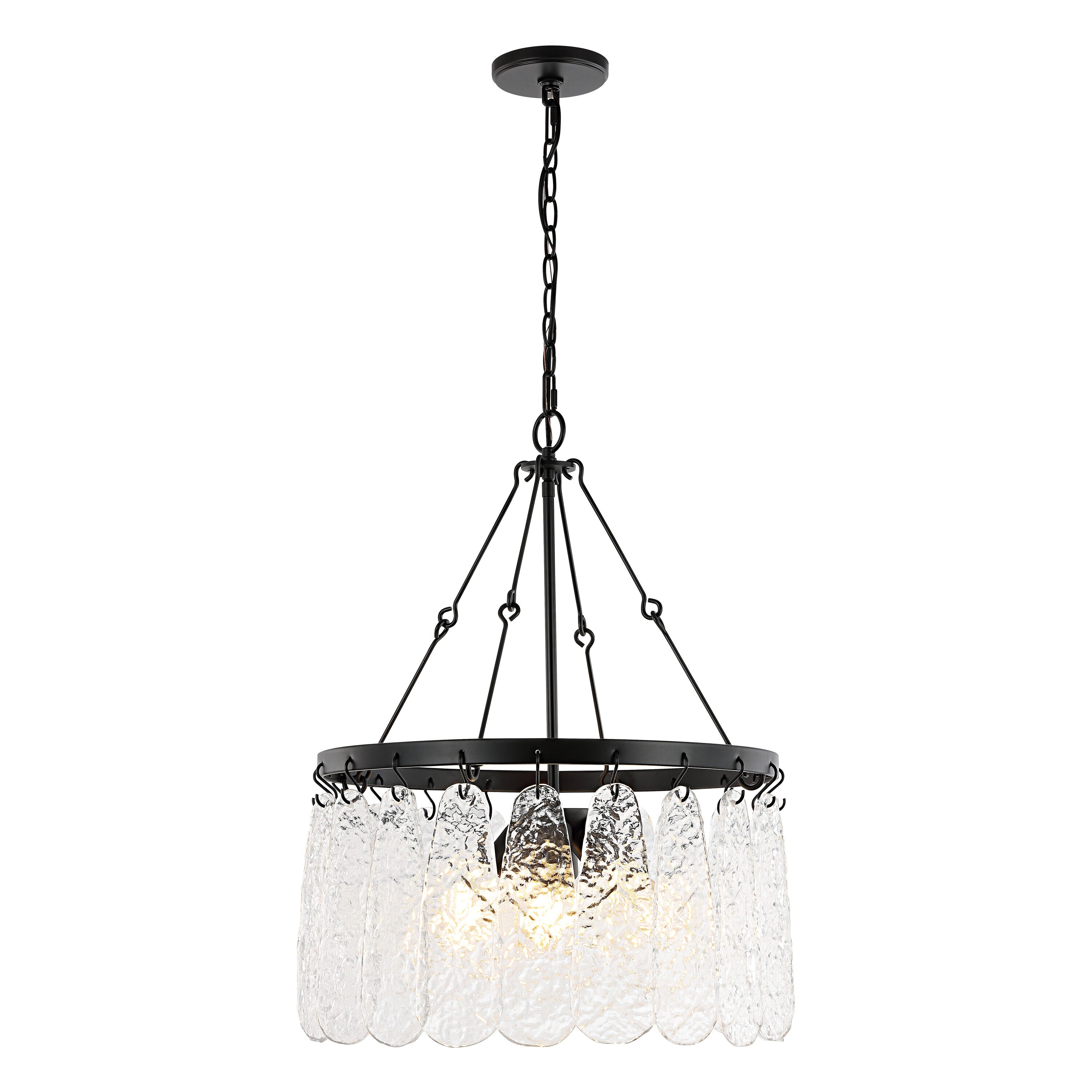 Selene Black Iron and Crystal 4-Light Chandelier