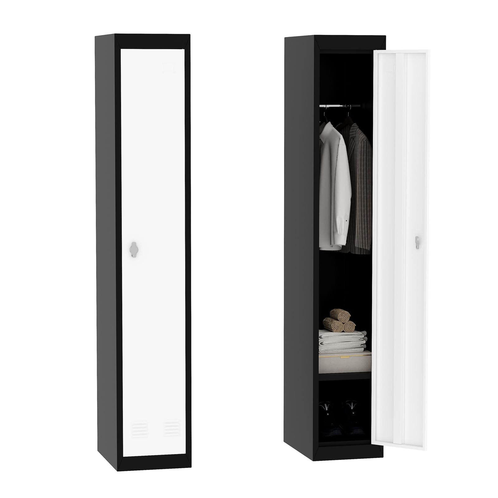 DEXSO 71 Inch Heavy Duty Steel Storage Locker with Hanging Rod and 2 Shelves Rust Resistant for Office School Gym Warehouse